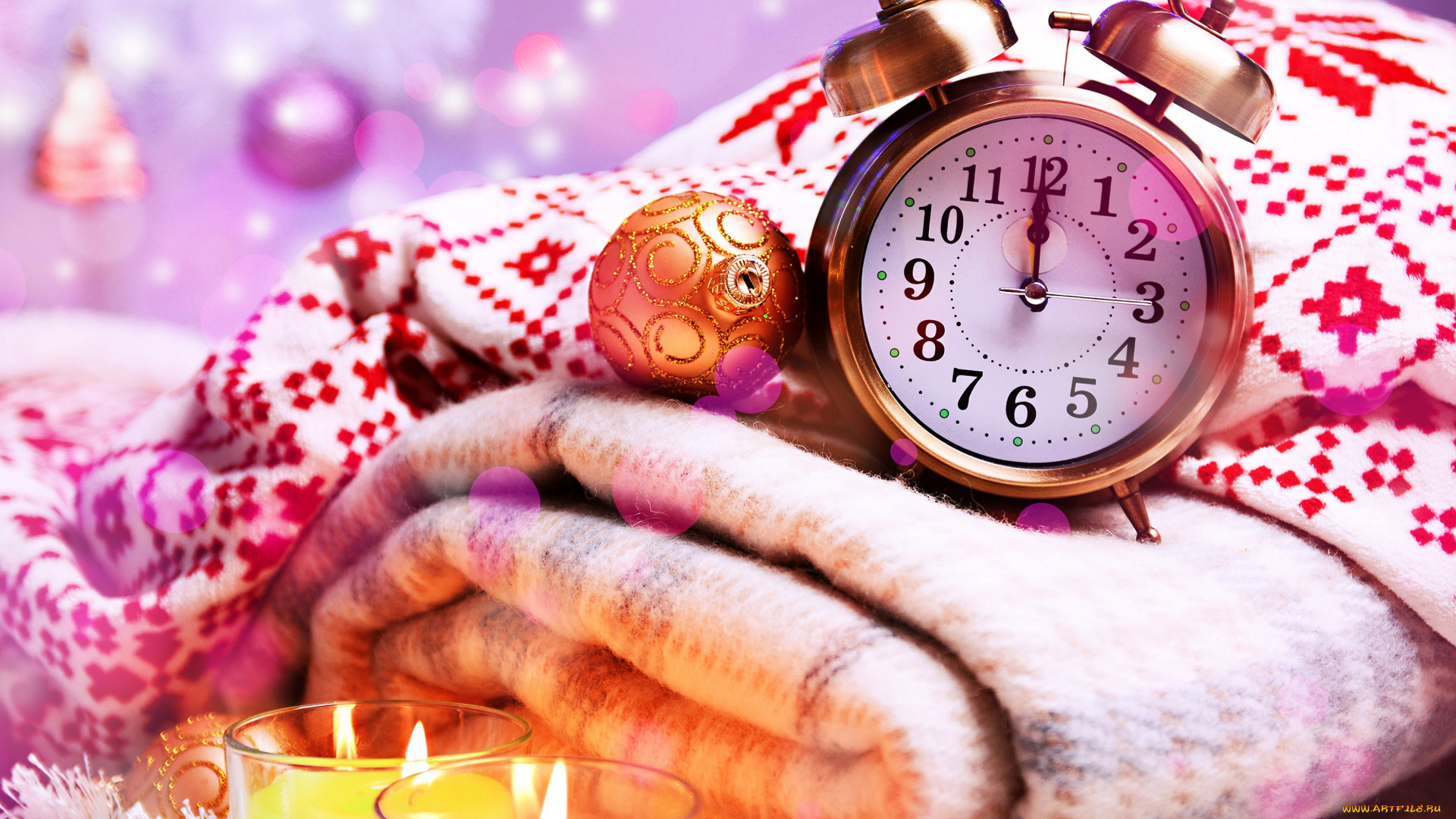 праздничные, -, разное, , новый, год, new, year, шарики, боке, свечи, цифры, елочные, плед, игрушки, стрелки, часы, будильник, праздники, рождество, новый, год, christmas