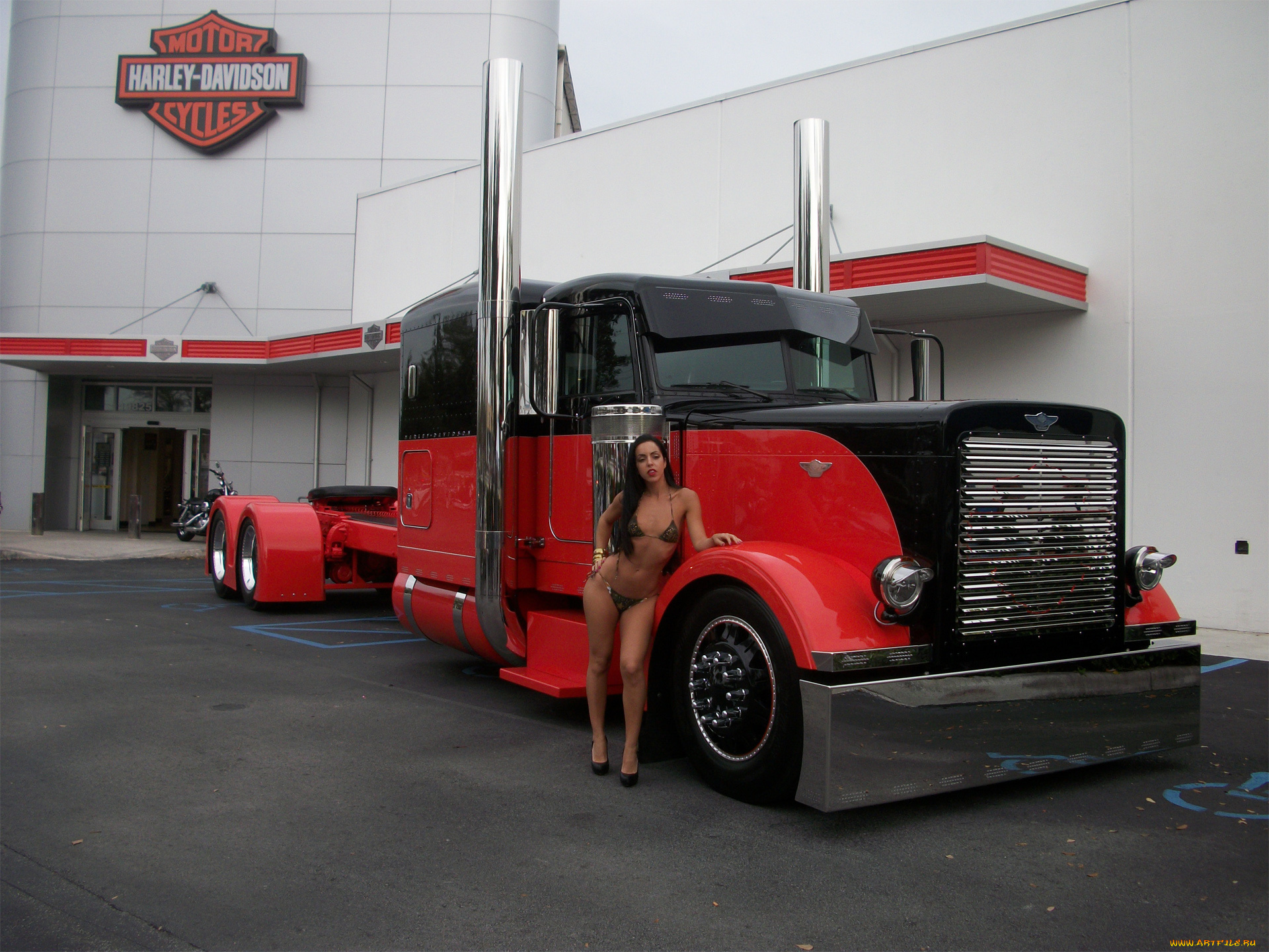 автомобили, авто, с, девушками, garage, red, sexy, peterbilt, black, lady