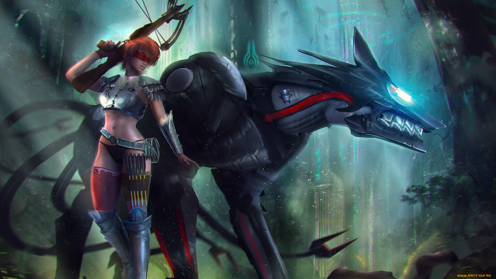 фэнтези, красавицы, и, чудовища, девушка, зверь, робот