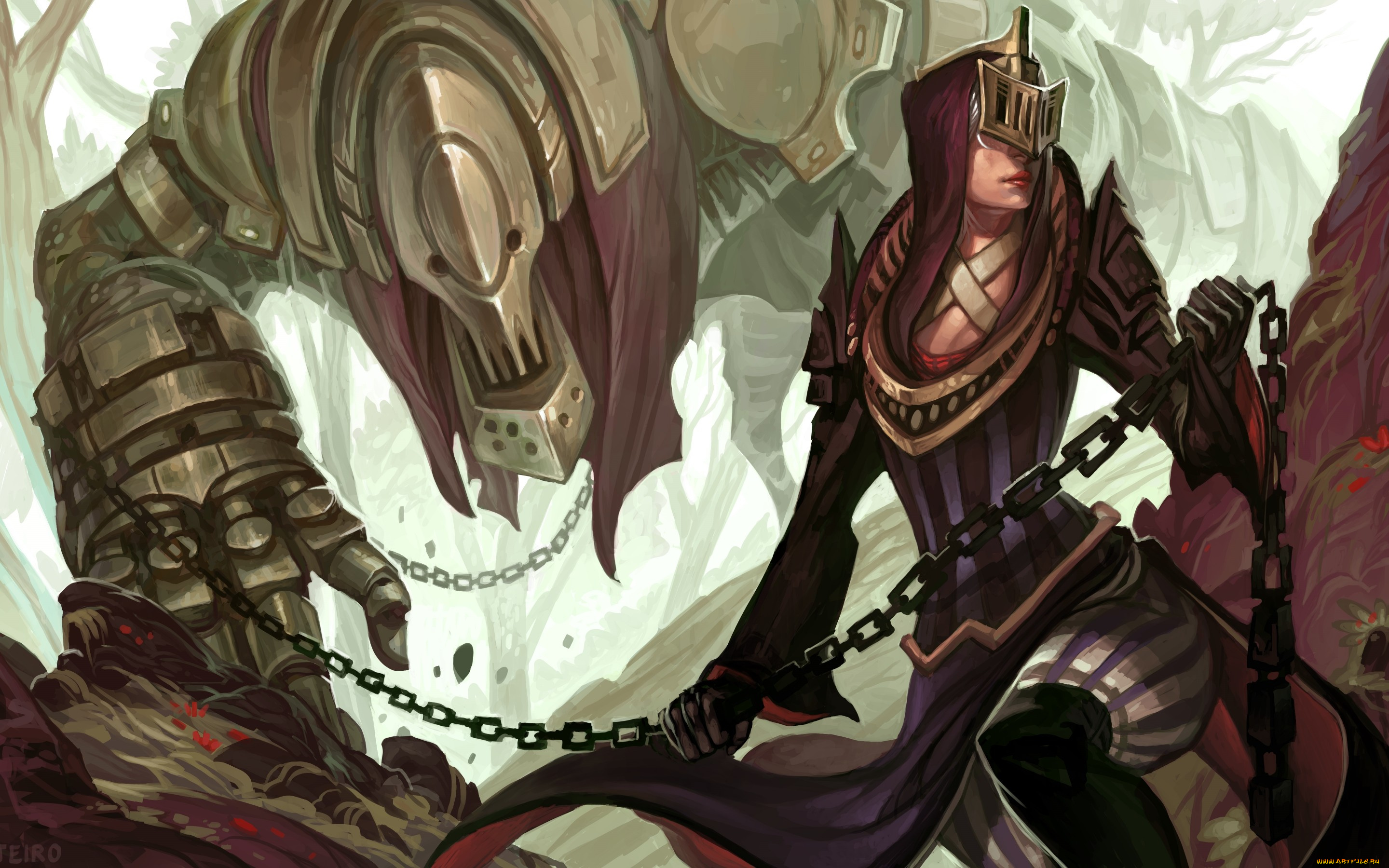 фэнтези, красавицы, и, чудовища, art, woman, девушка, girl, fantasy, рисунок, арт, by, somnicide, маска, раб, slave, питомец, pet, монстр, monster, жрица, priestess, женщина, female, mask, цепь, chain