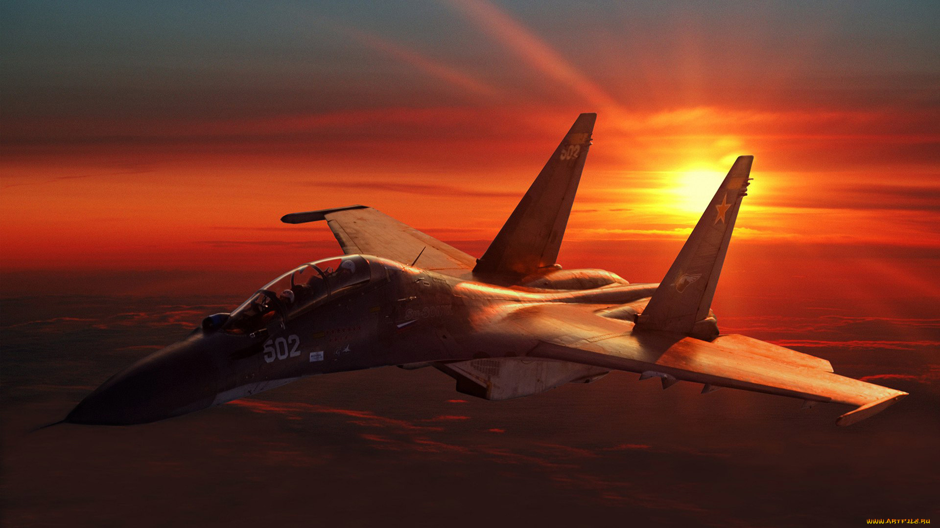 авиация, авиационный, пейзаж, креатив, су-30мк