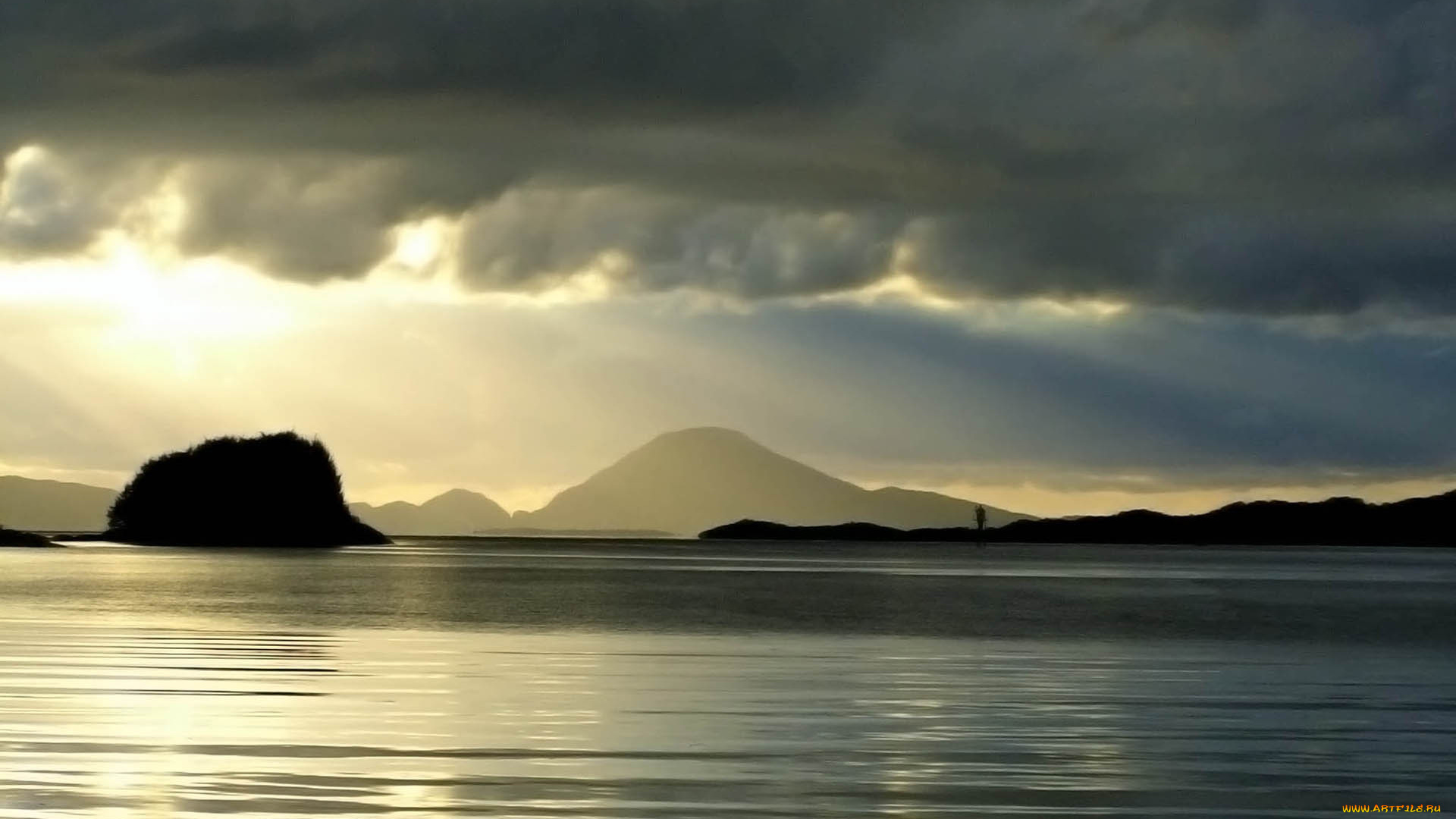 природа, реки, озера, река, горы, тучи