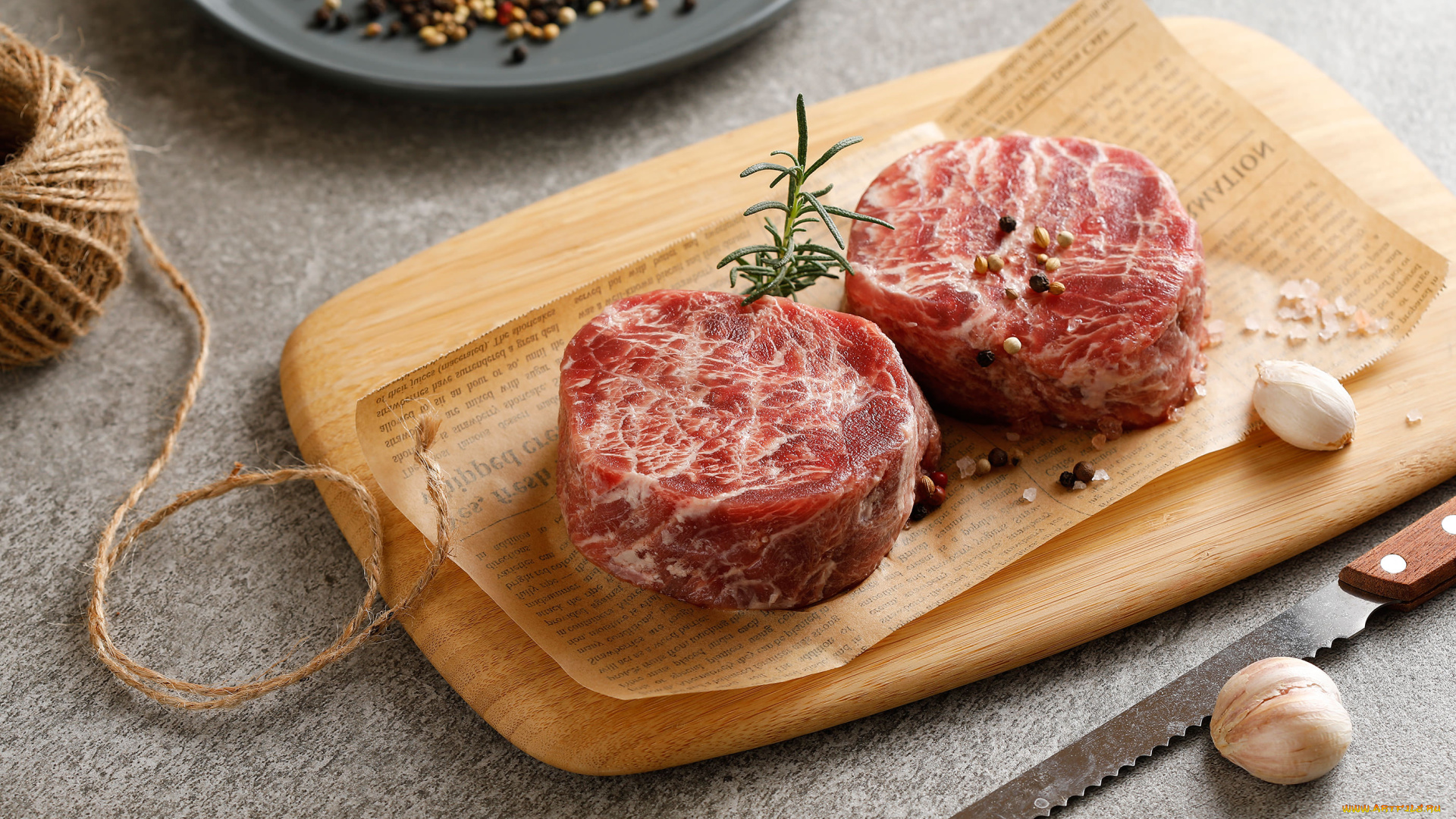 еда, разное, свежее, мясо, перец, соль, чеснок