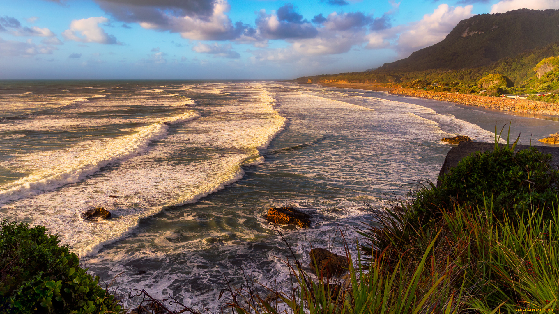 природа, побережье, простор