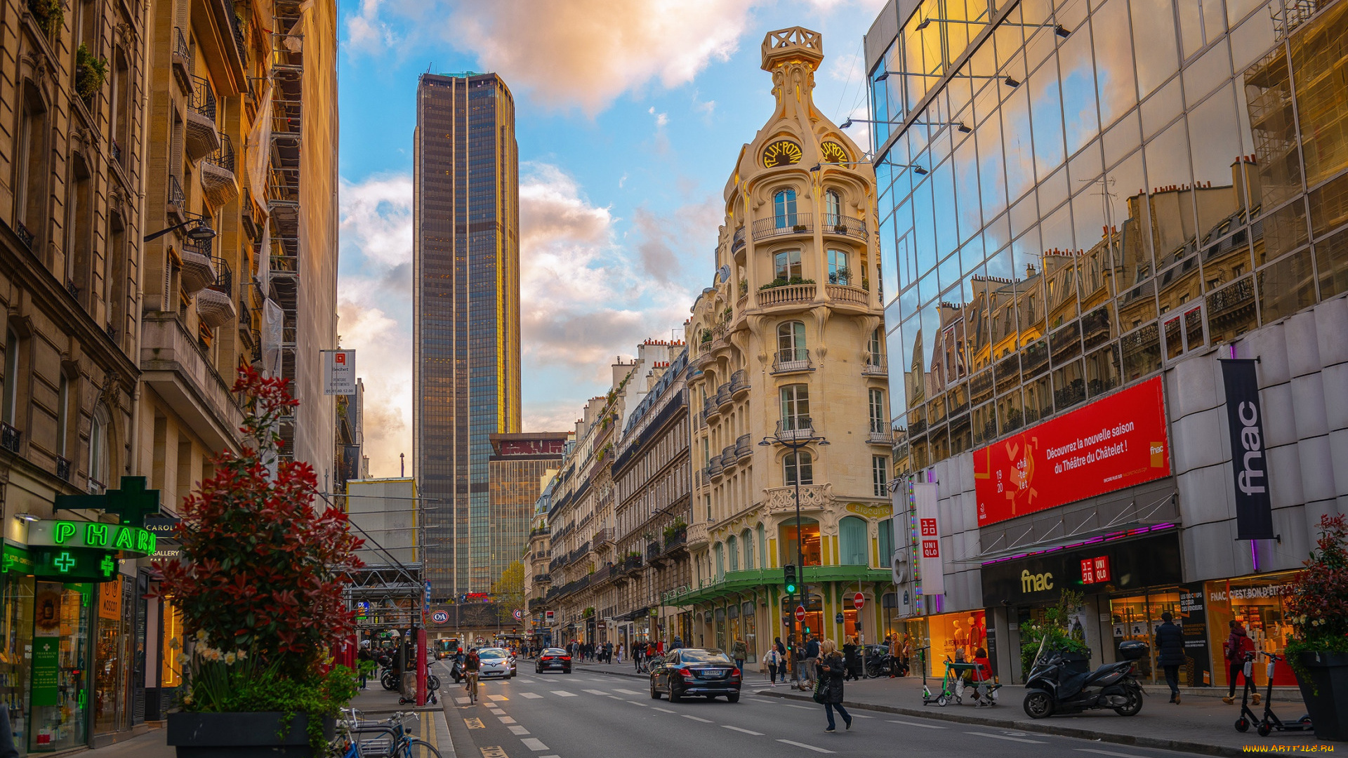 города, -, улицы, , площади, , набережные, вечер, небоскребы, закат, улицы, париж, франция, городской, вид