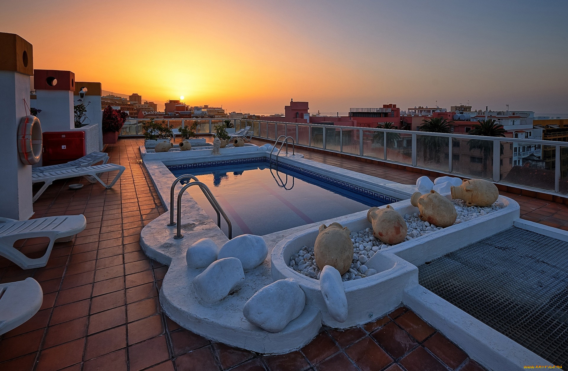 интерьер, бассейны, , открытые, площадки, терраса, бассейн, закат