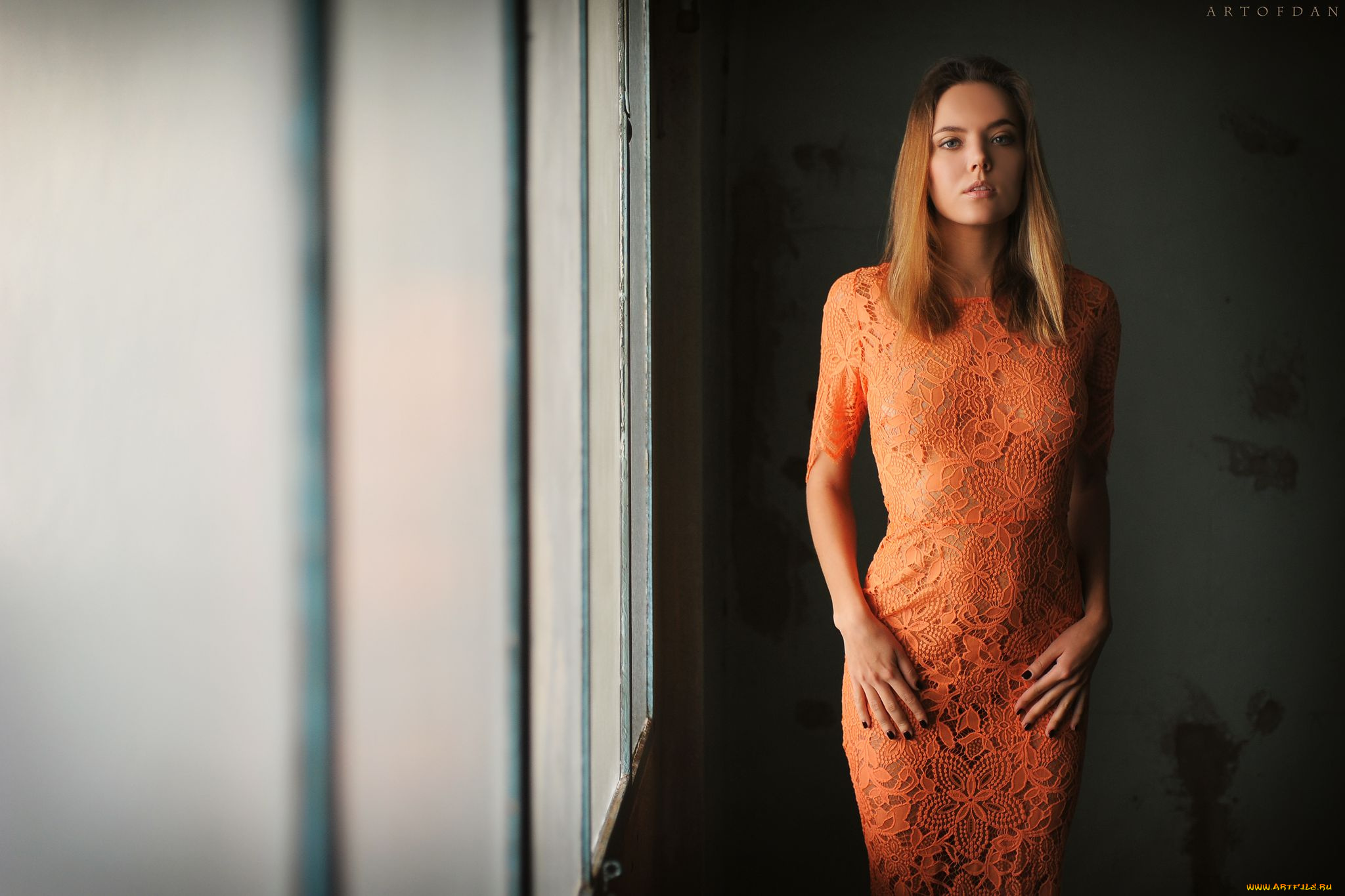 девушки, katya, clover, , катя, скаредина, оранжевое, платье, dani, fehr, девушка, длинные, волосы, katya, clover