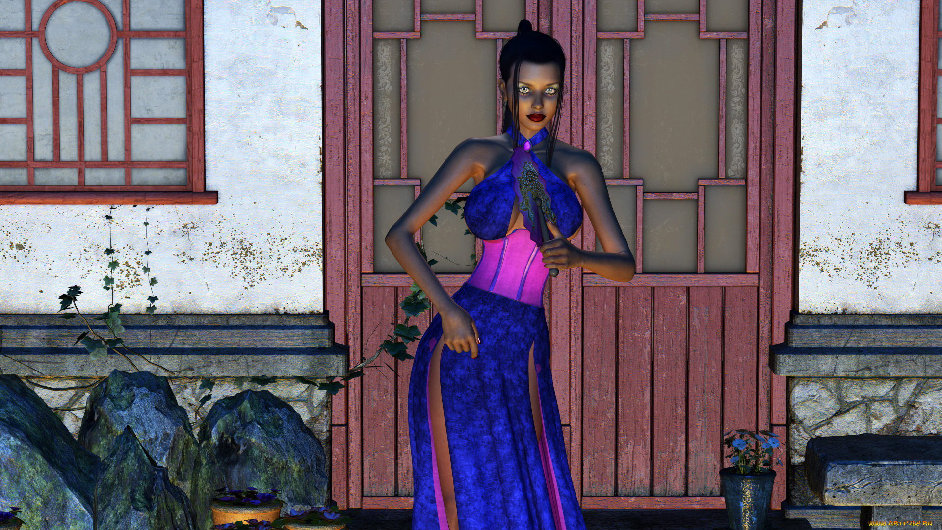 3д, графика, люди, , people, девушка, фон, взгляд, платье