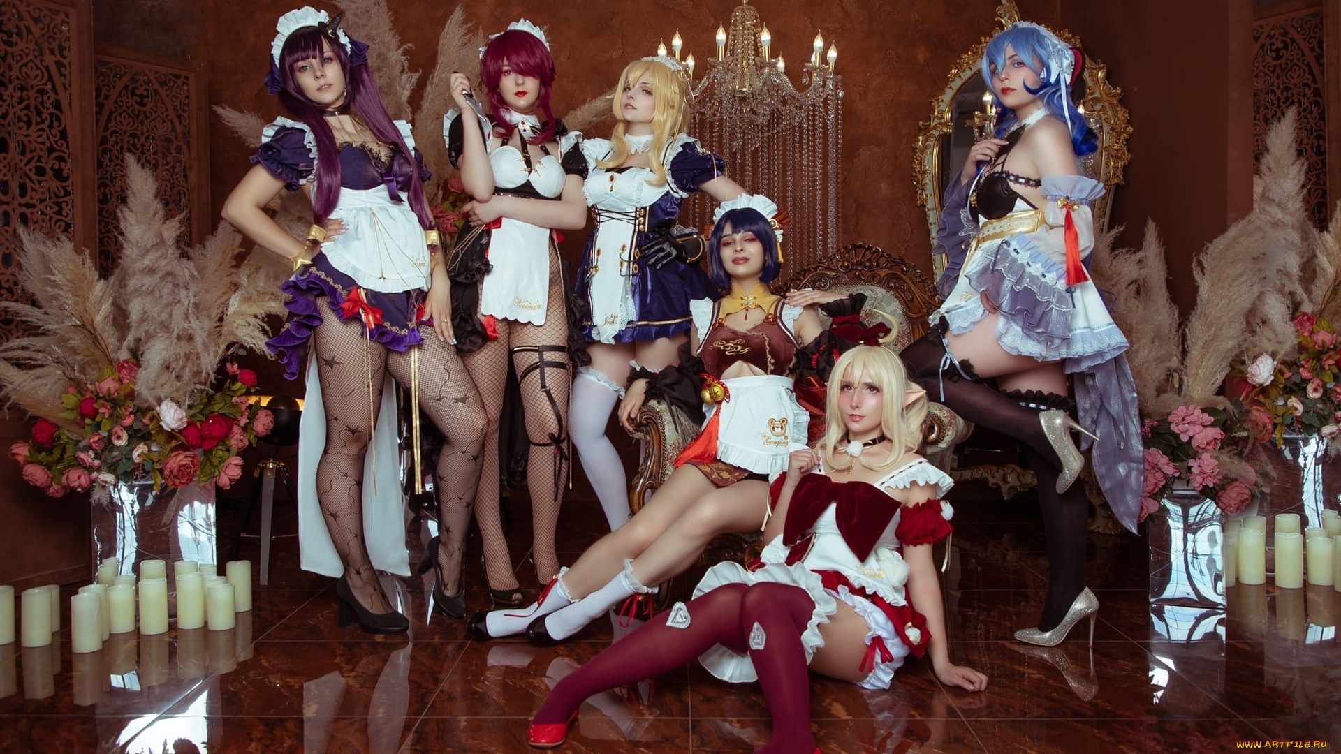 девушки, -, креатив, , косплей, образы, костюмы, свечи, цветы