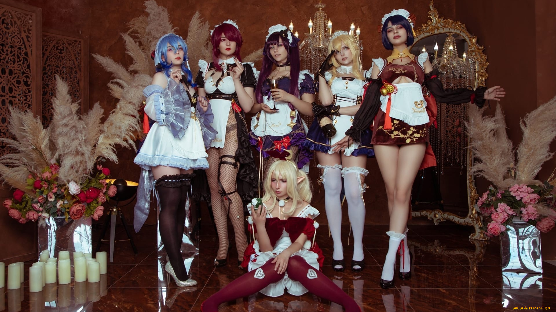 девушки, -, креатив, , косплей, образы, костюмы, свечи, цветы