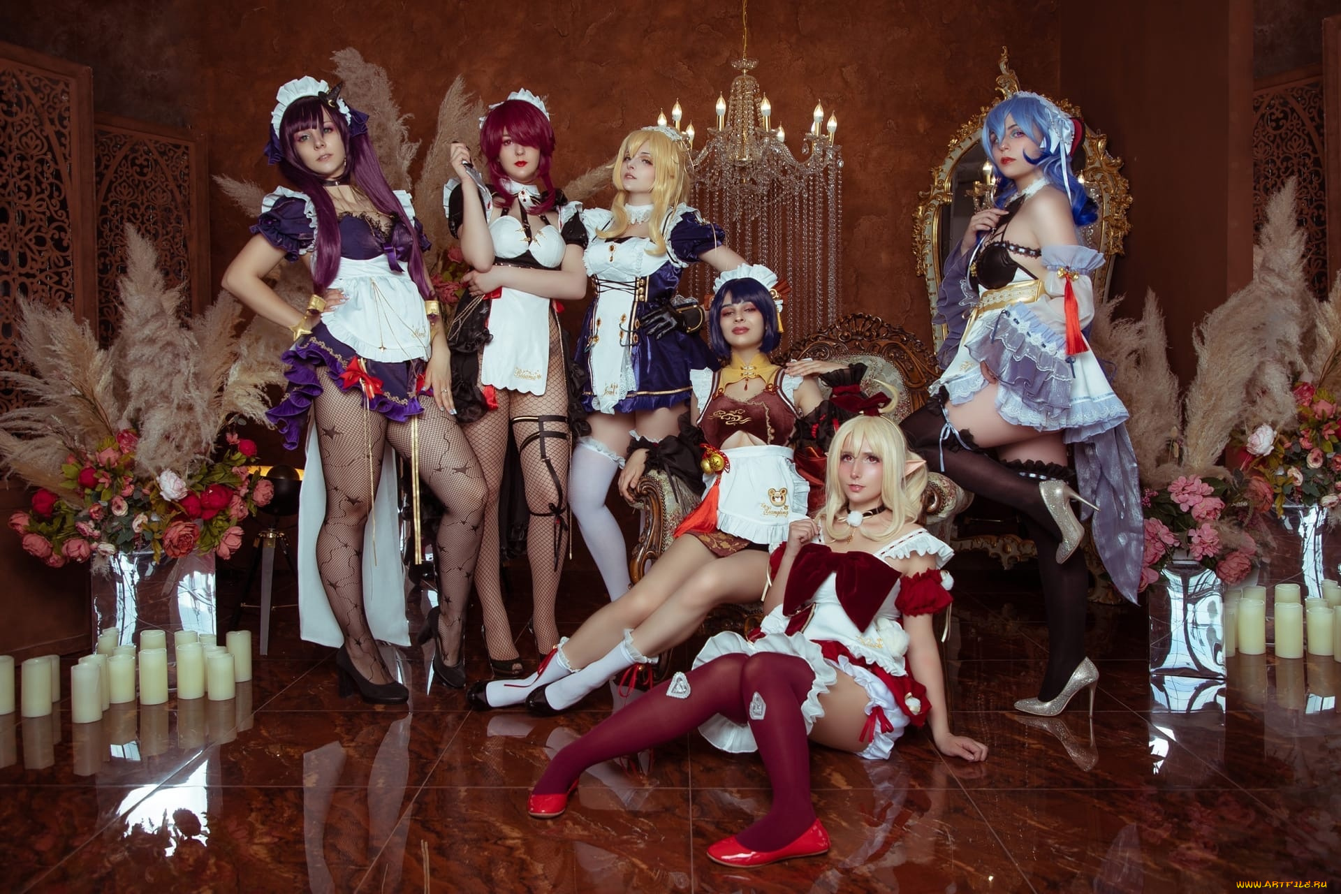 девушки, -, креатив, , косплей, образы, костюмы, свечи, цветы