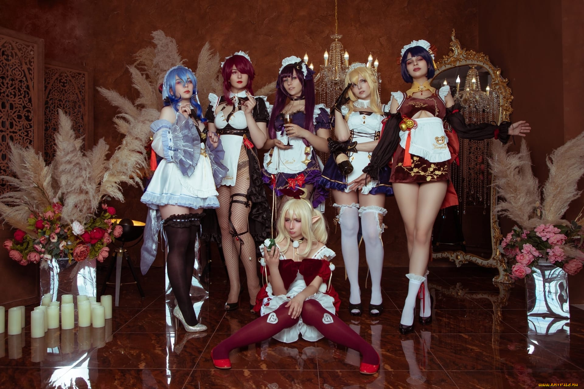 девушки, -, креатив, , косплей, образы, костюмы, свечи, цветы