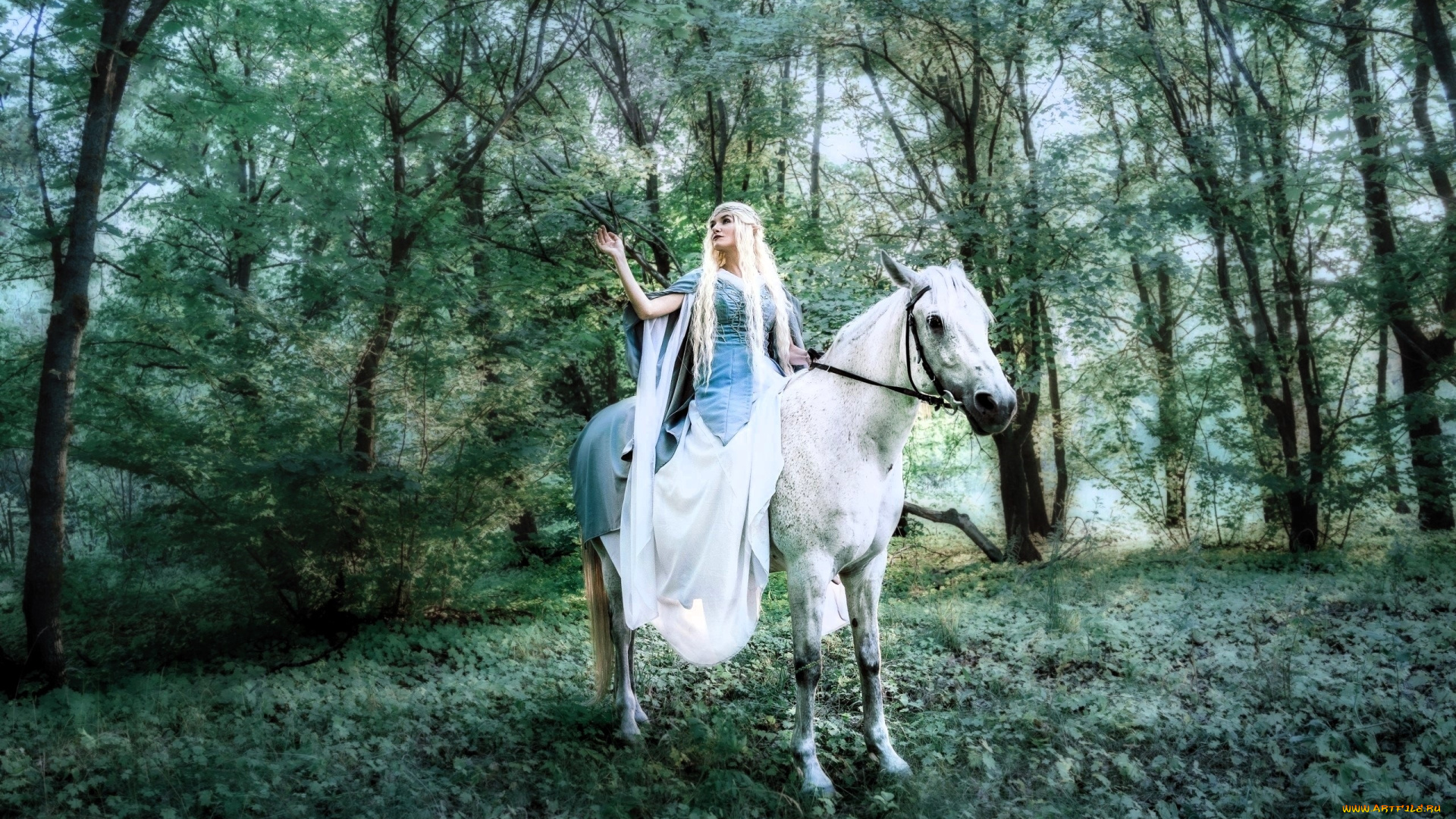 девушки, -, креатив, , косплей, anmaro, образ, костюм, лошадь, лес