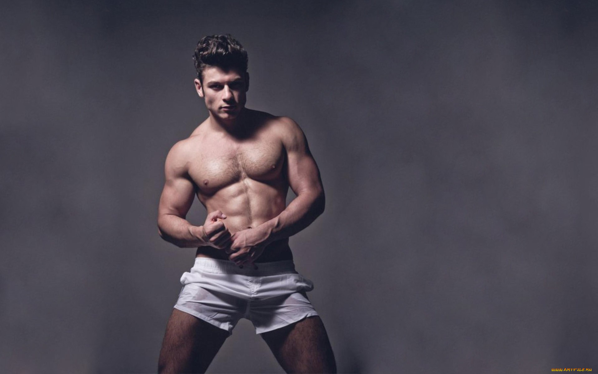 мужчины, -unsort, без, рубашки, мышцы, волосы, на, груди