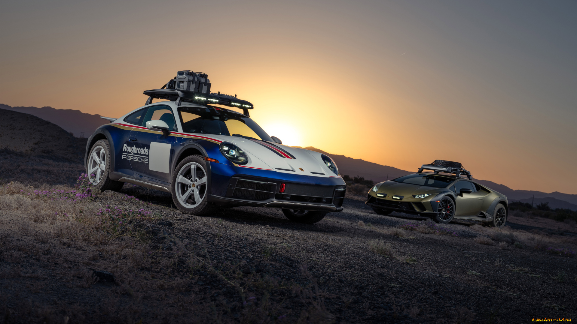 автомобили, разные, вместе, porsche, lamborghini