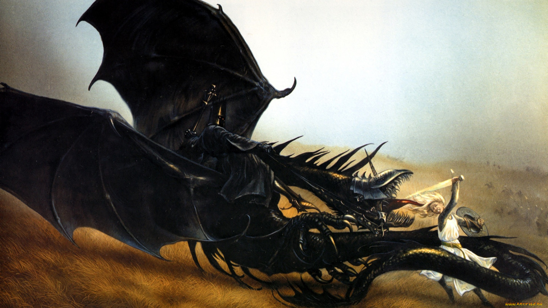 фэнтези, _lord, of, the, rings, девушка, рыцарь, меч, назгул, дракон