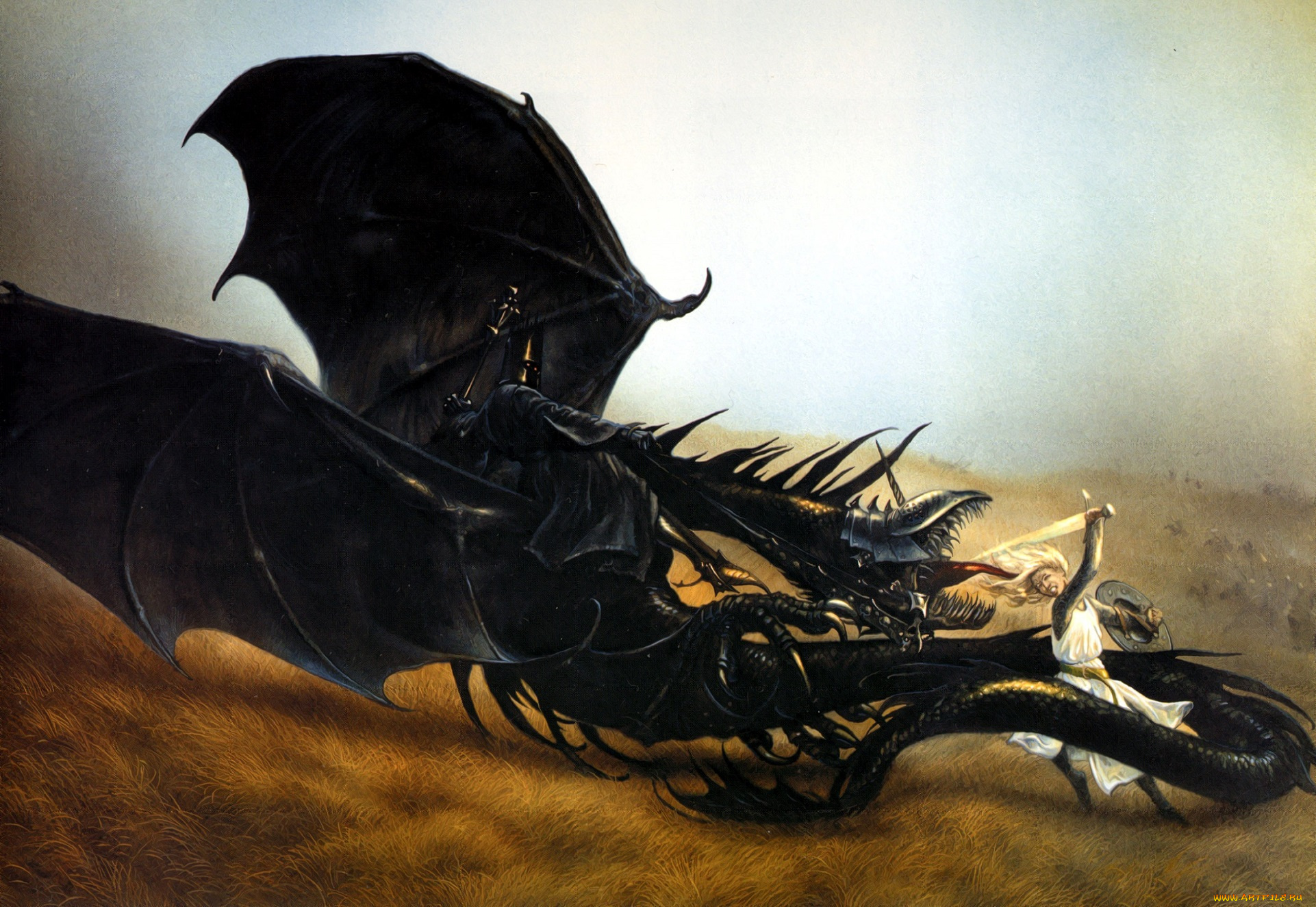 фэнтези, _lord, of, the, rings, девушка, рыцарь, меч, назгул, дракон