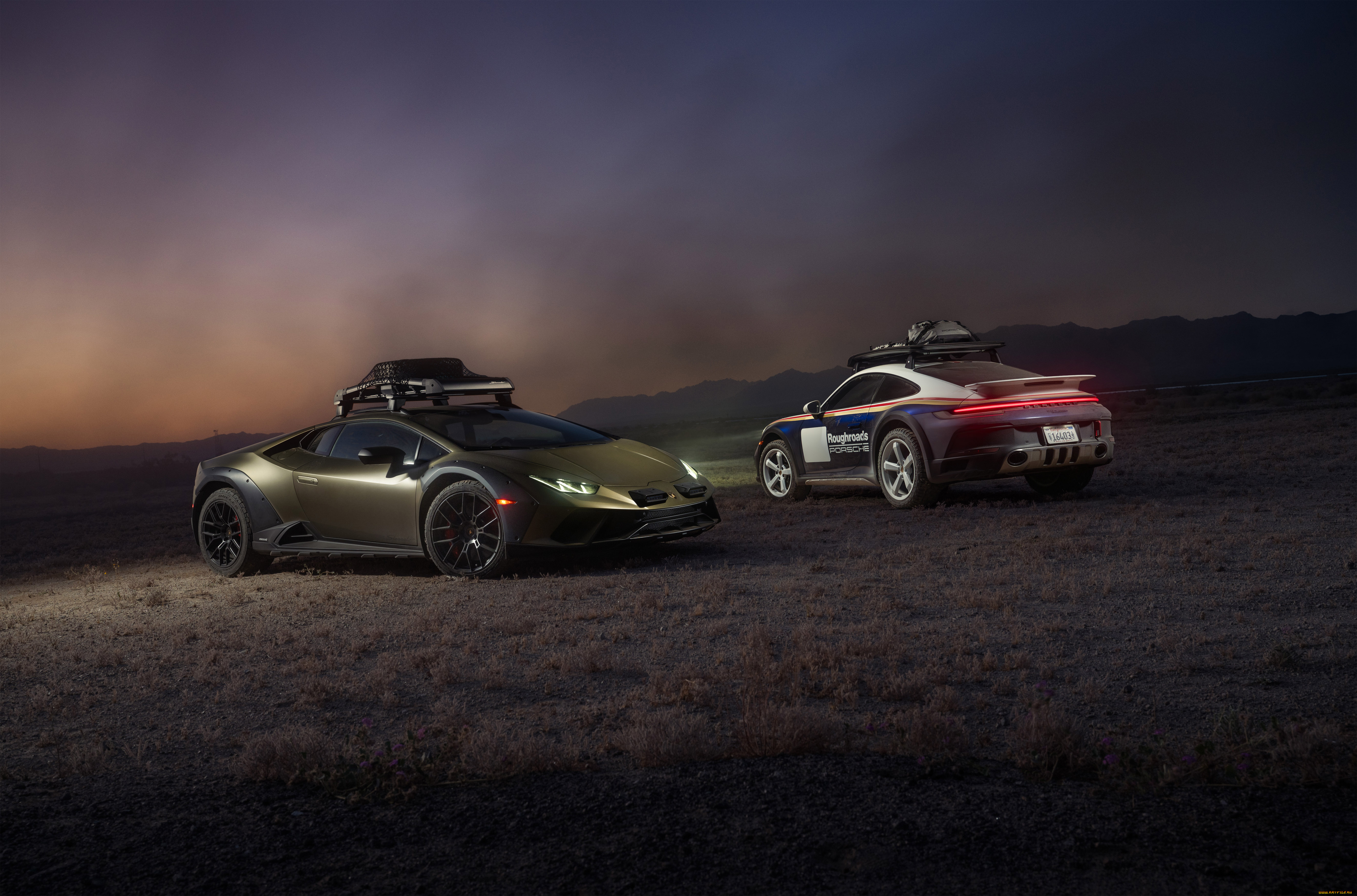 автомобили, разные, вместе, porsche, lamborghini