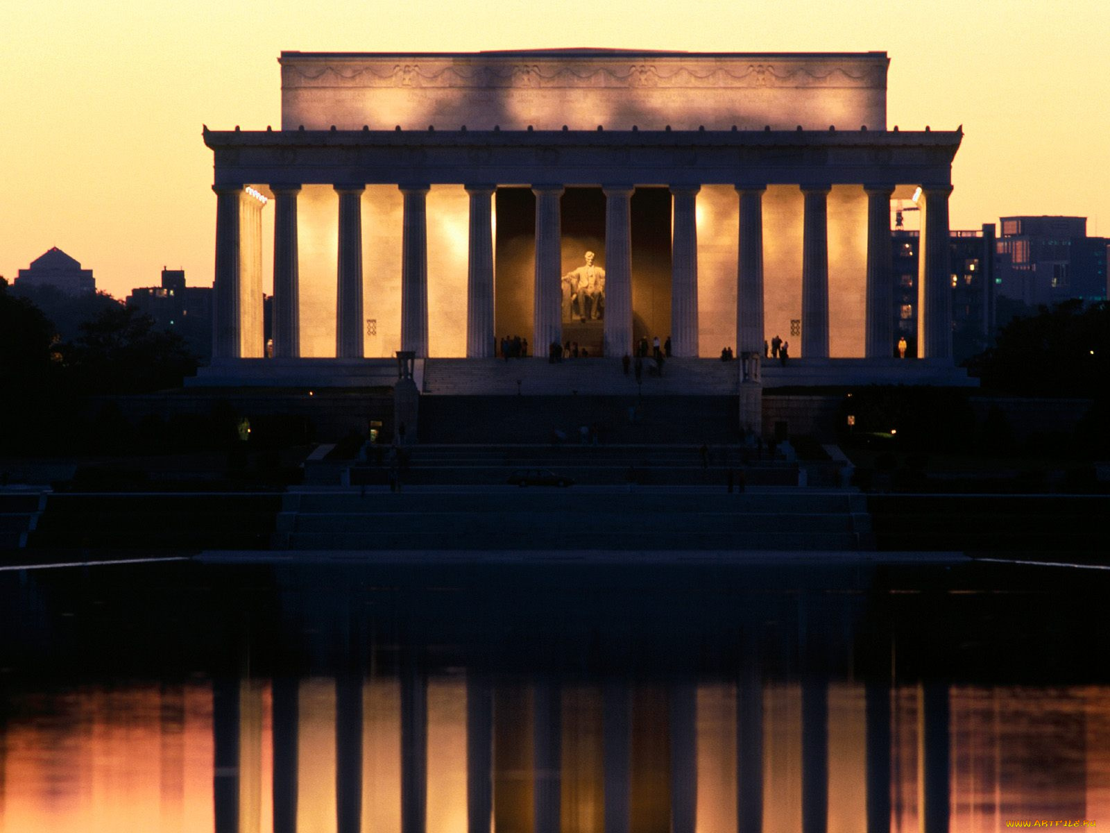 lincoln, memorial, reflected, washington, города