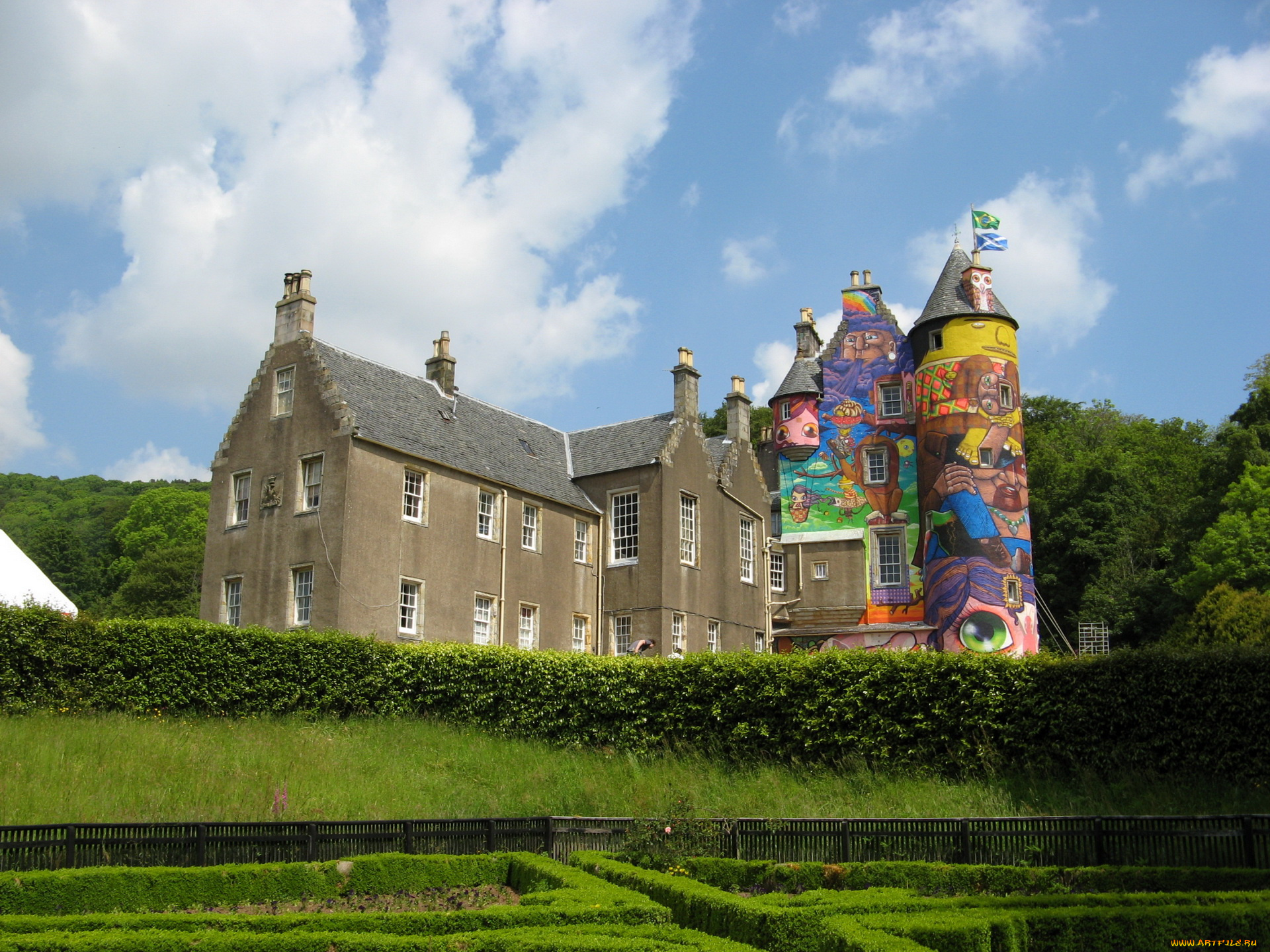 kelburn, castle, scotland, города, дворцы, замки, крепости, башни, флаги, рисунки