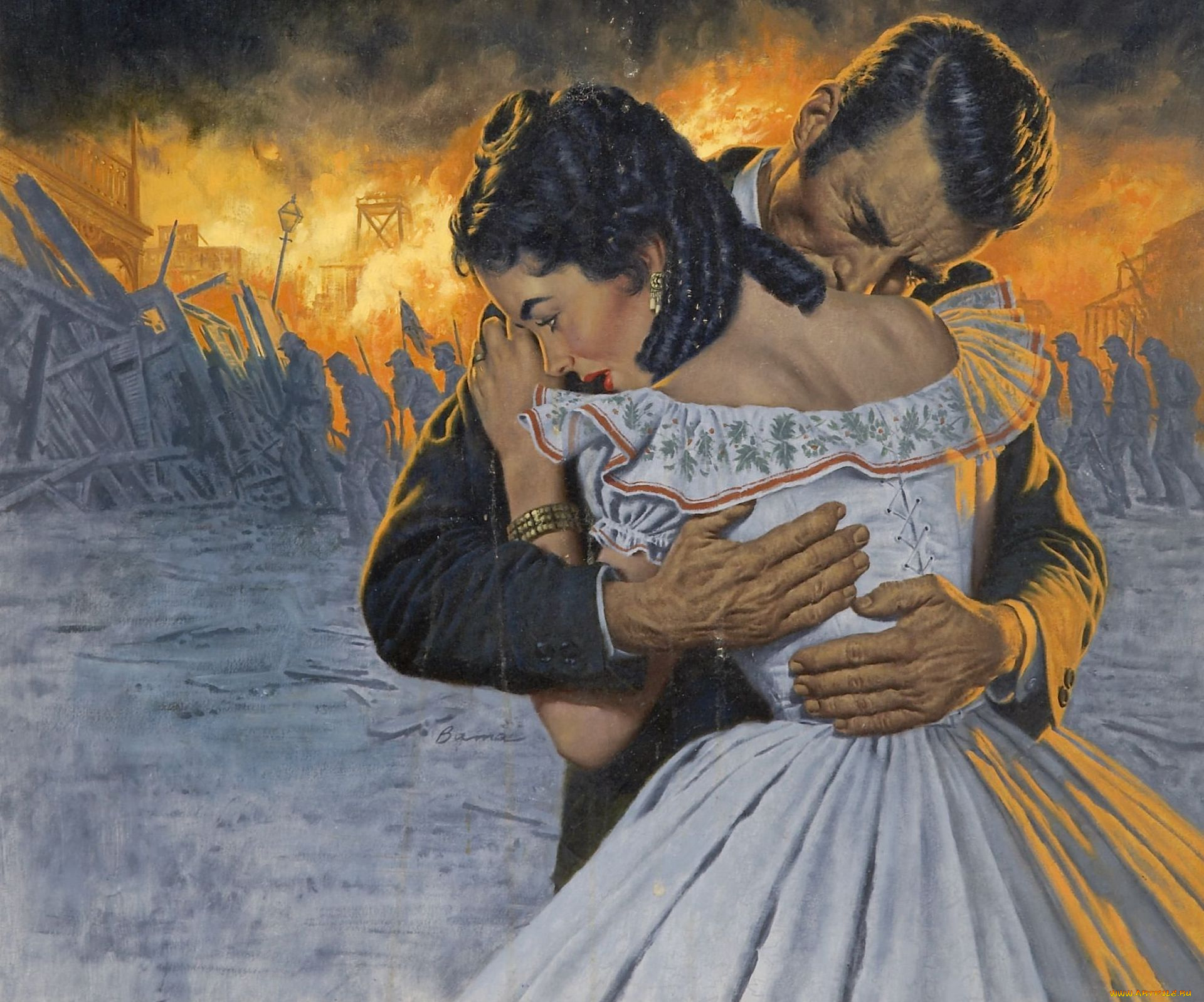 рисованные, люди, прощание