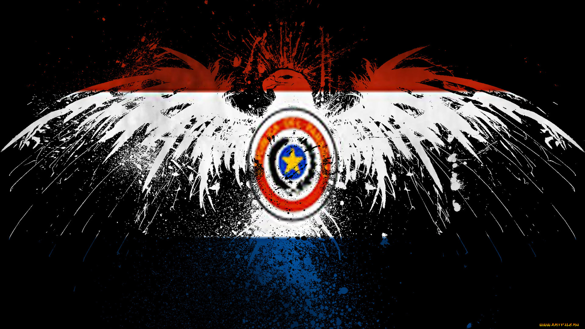 3д, графика, другое, флаг, орел, брызги