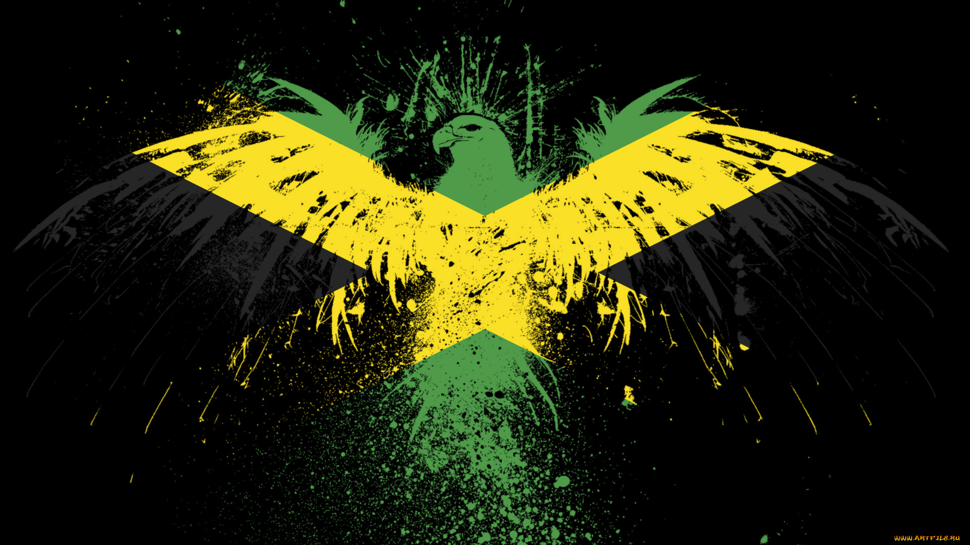 3д, графика, другое, орел, брызги, флаг