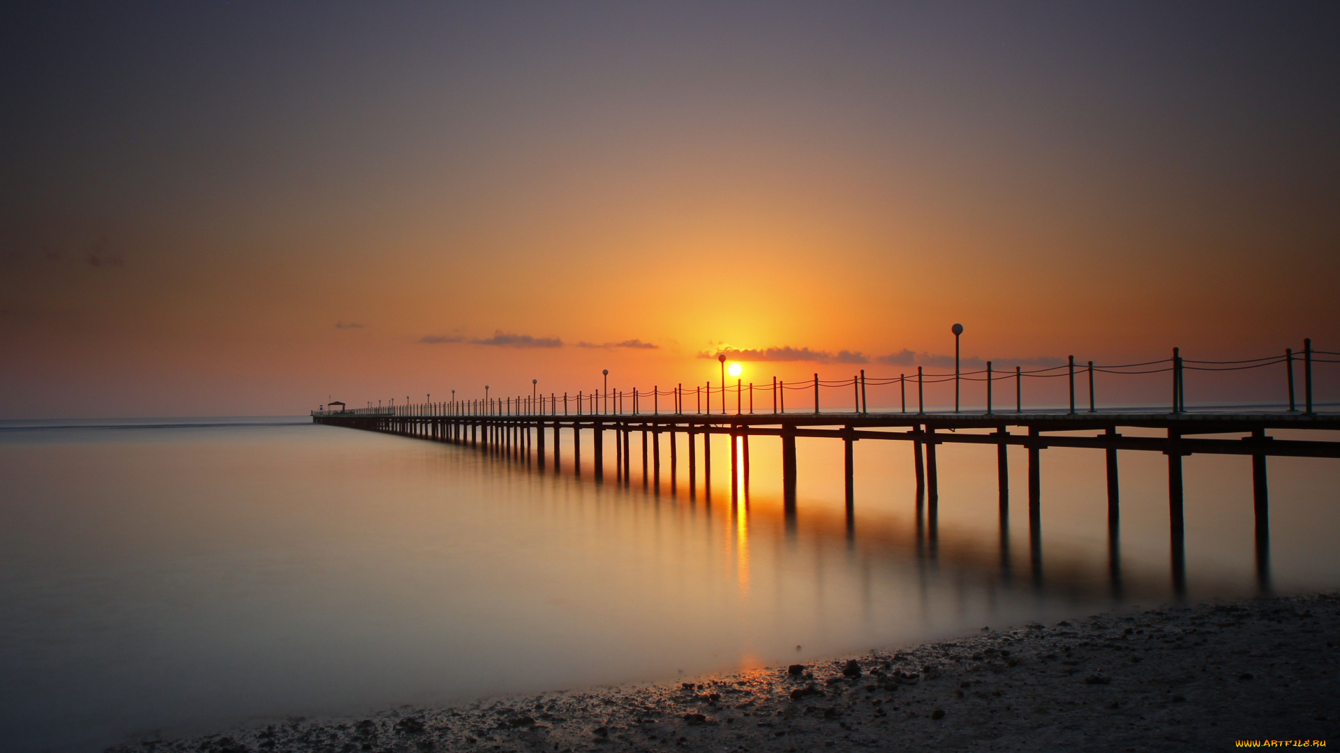 природа, восходы, закаты, закат, мост