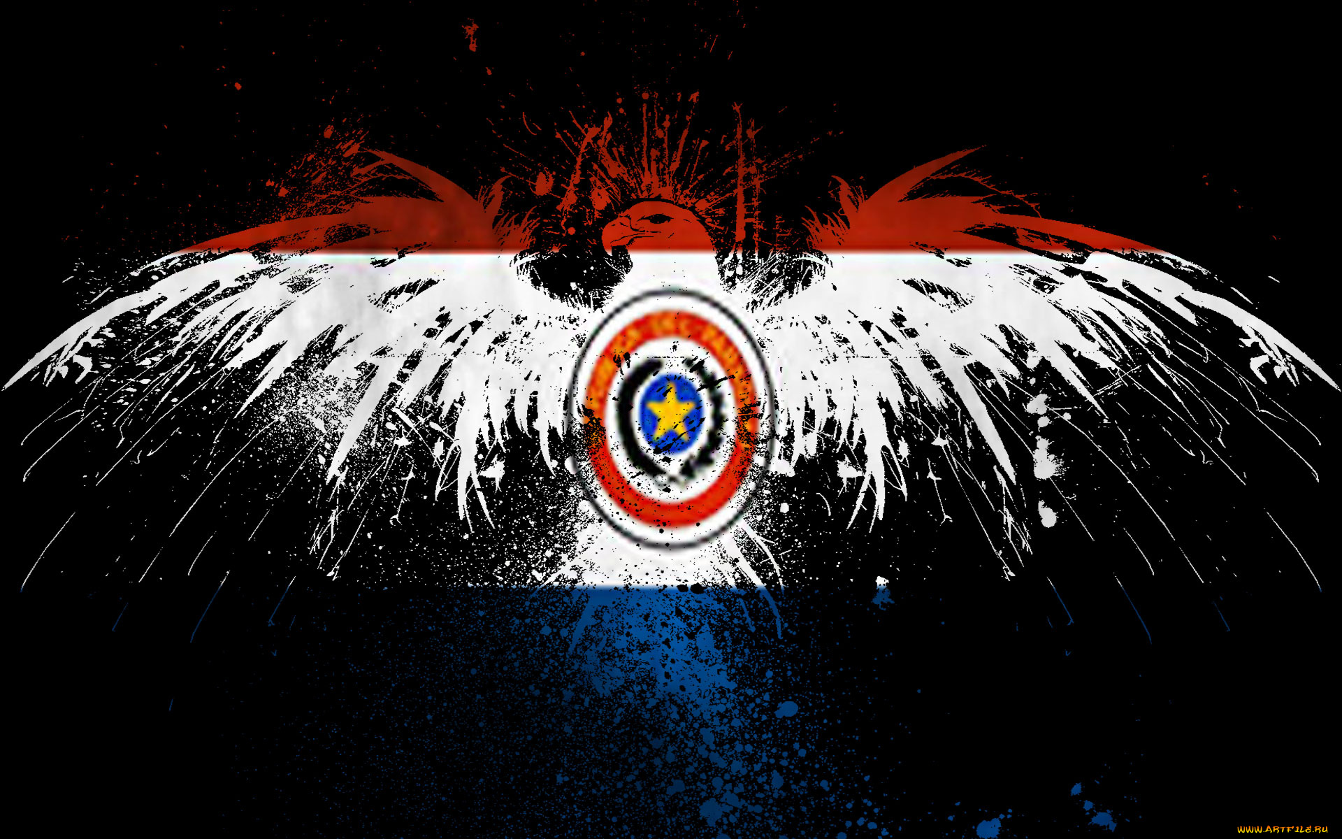 3д, графика, другое, флаг, орел, брызги