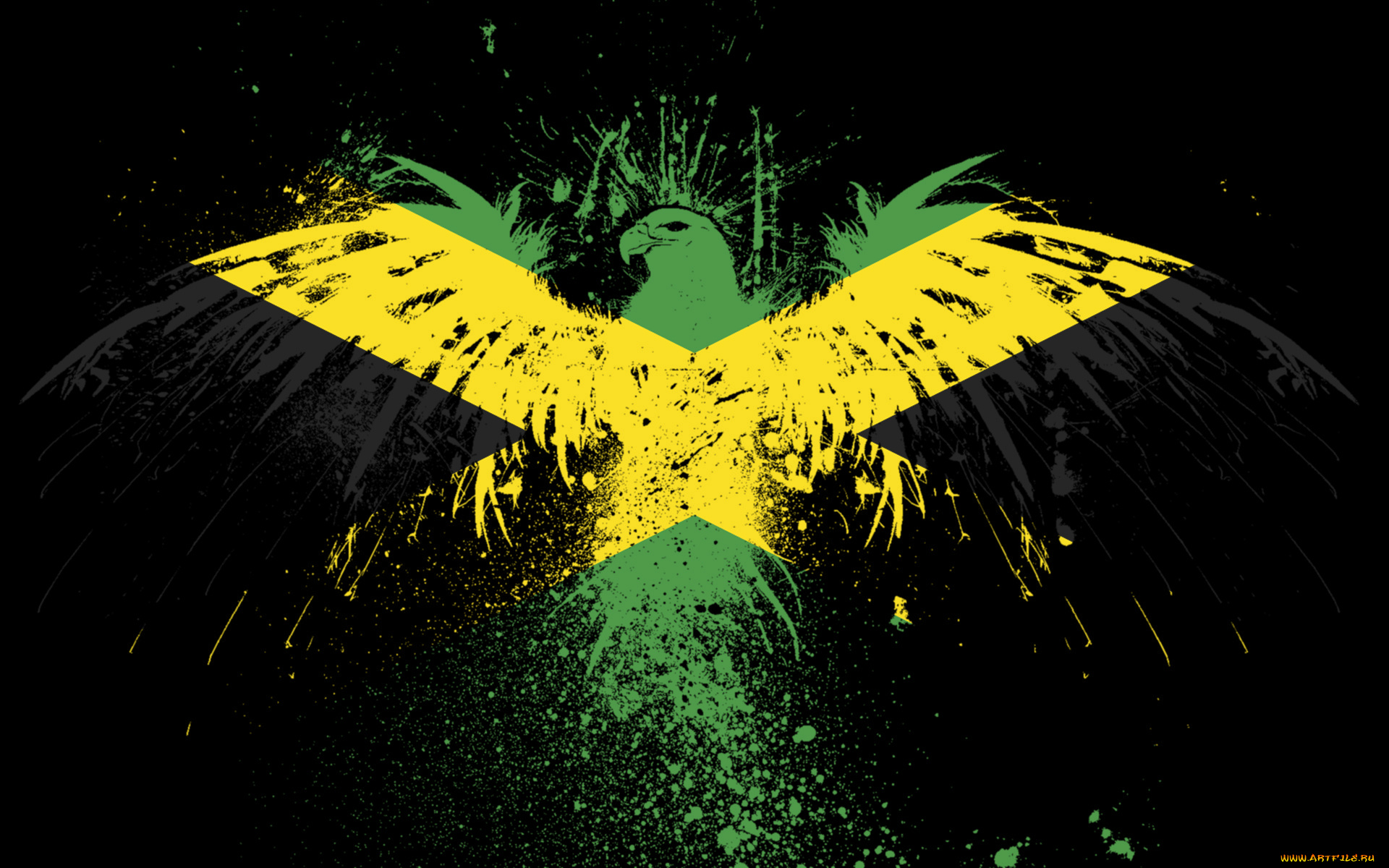 3д, графика, другое, орел, брызги, флаг