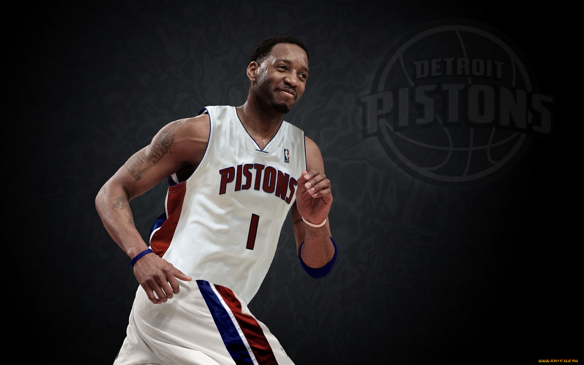 спорт, nba, тату, баскетбол, игрок, фон, detroit-pistons, tracy, mcgrady