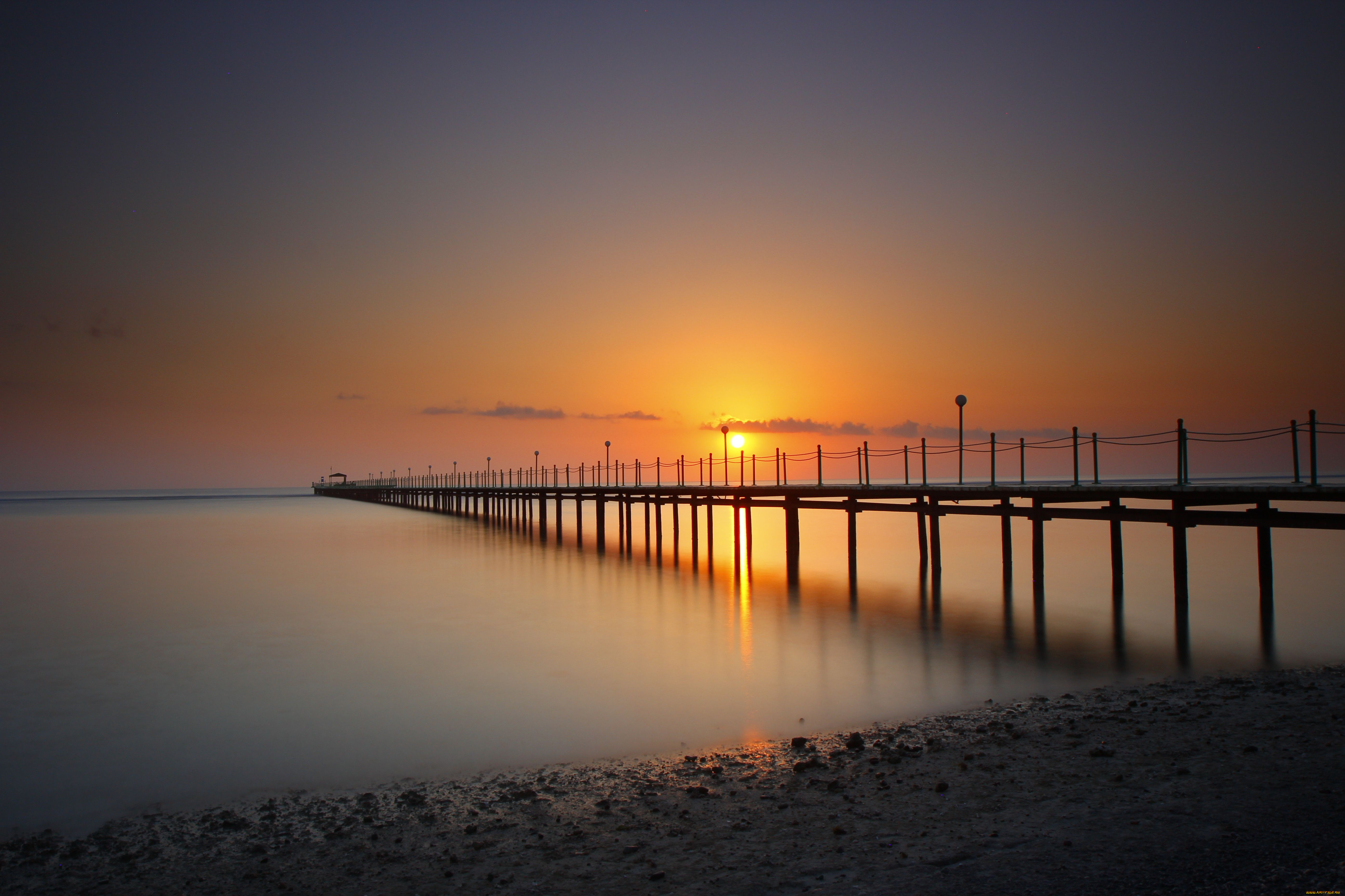 природа, восходы, закаты, закат, мост