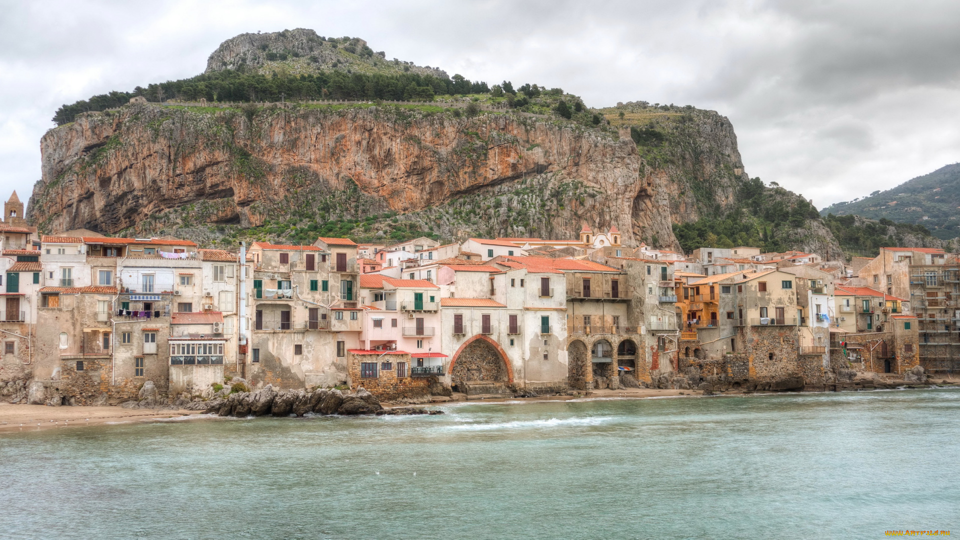 cefalu, италия, города, амальфийское, и, лигурийское, побережье, италия, море, дома, италия, сицилия