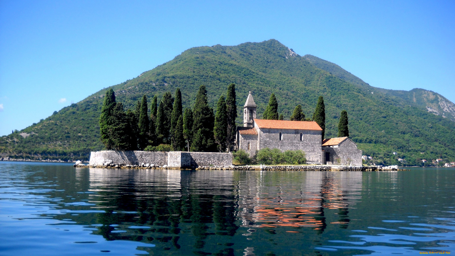 Черногория, , , остров, святого, георгия, города, -, пейзажи, Черногория, остров, море, монастырь