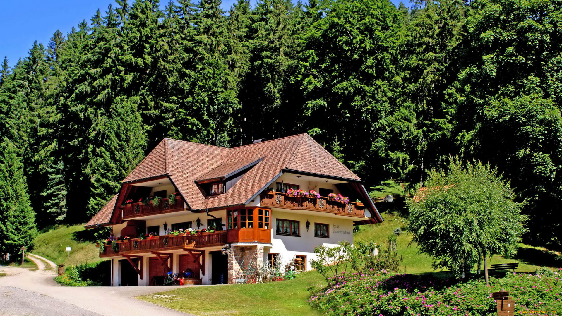 германия, , графенхаузен, города, -, здания, , дома, германия, лес, дом, дорога