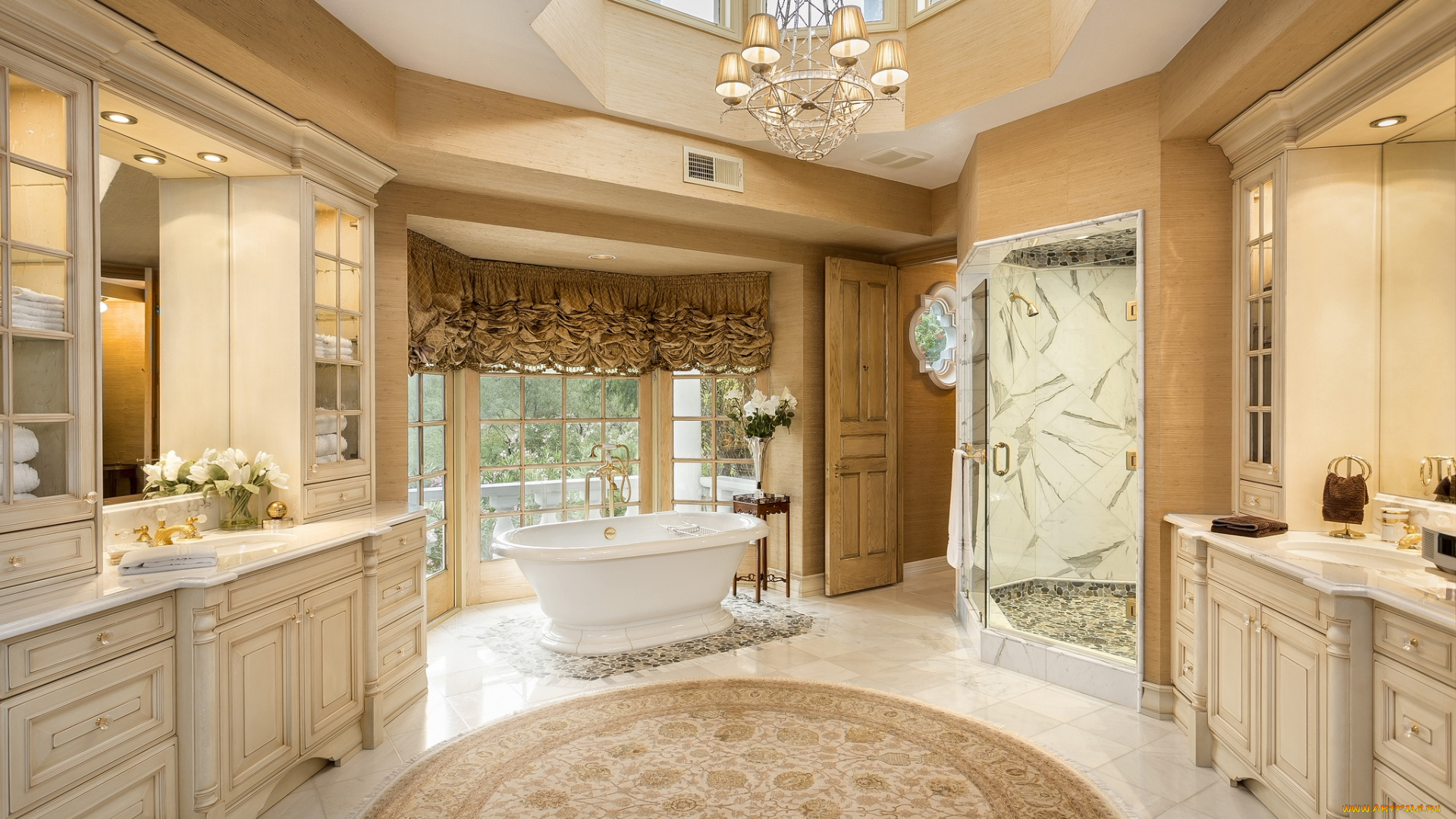 интерьер, ванная, и, туалетная, комнаты, ванна, элегантность, красота