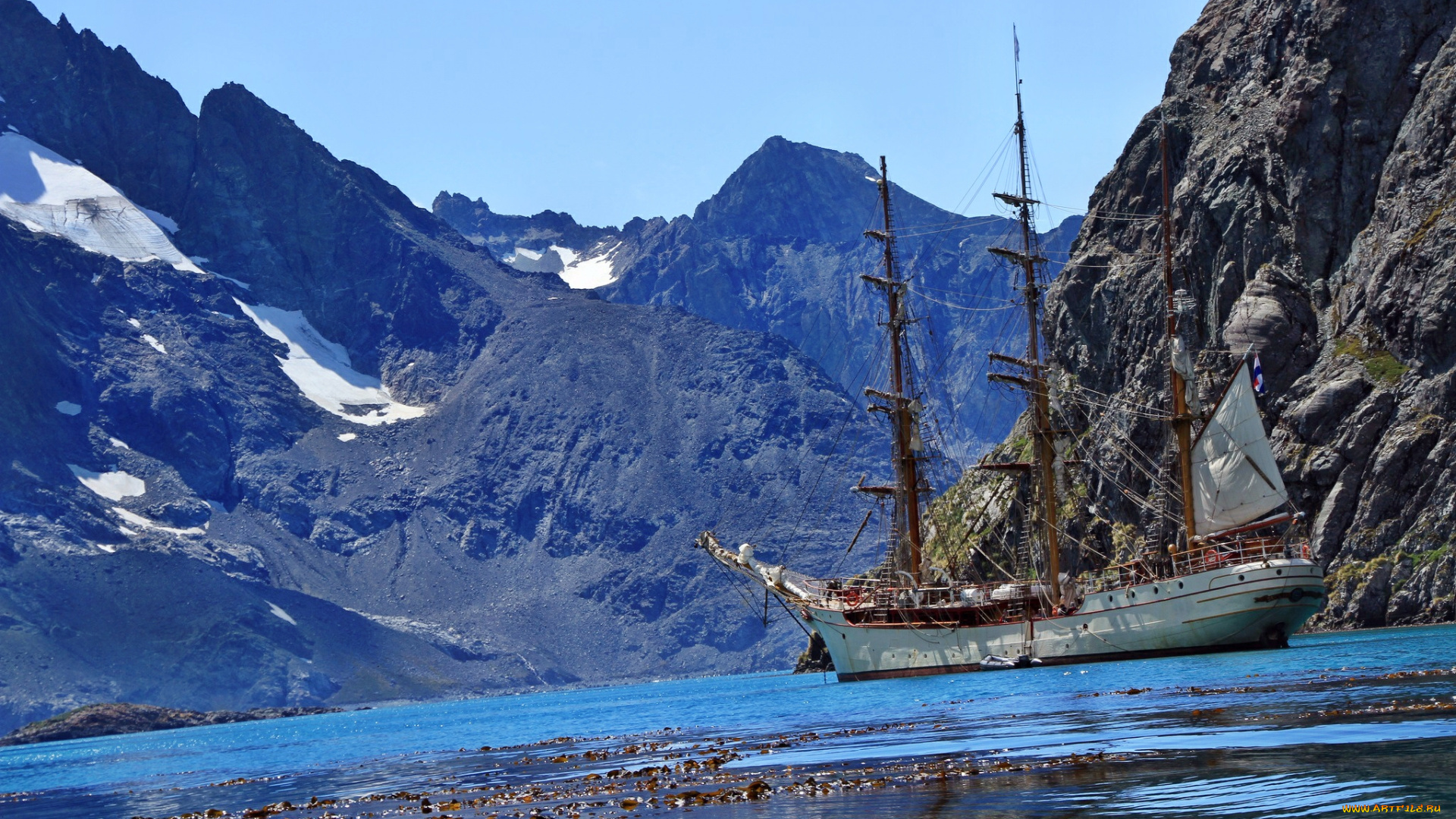 корабли, парусники, шхеры, море, скалы, парусник