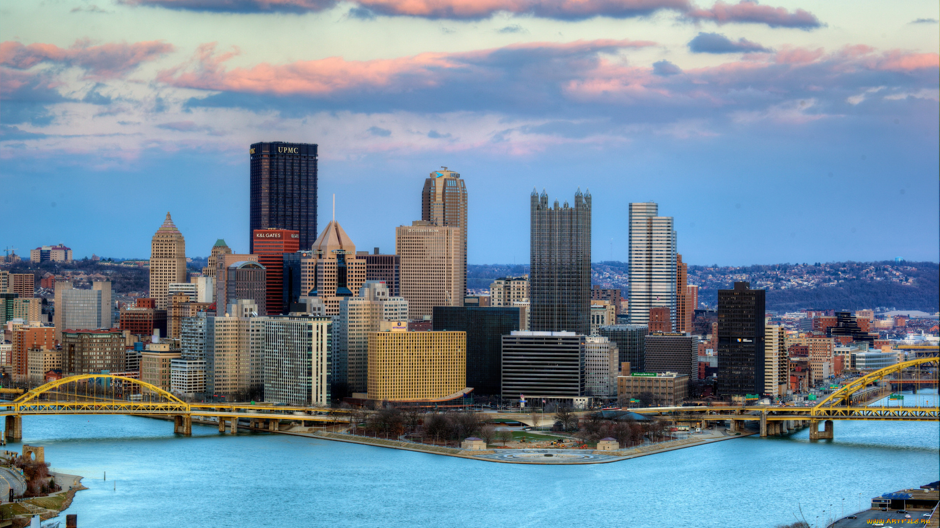 pittsburgh, , , , usа, города, -, панорамы, река, дома, usа