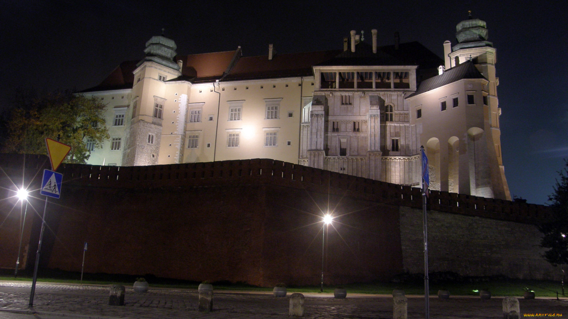 польша, , краков, замок, , вавель, города, -, дворцы, , замки, , крепости, польша, огни, ночь, вавель, замок, краков