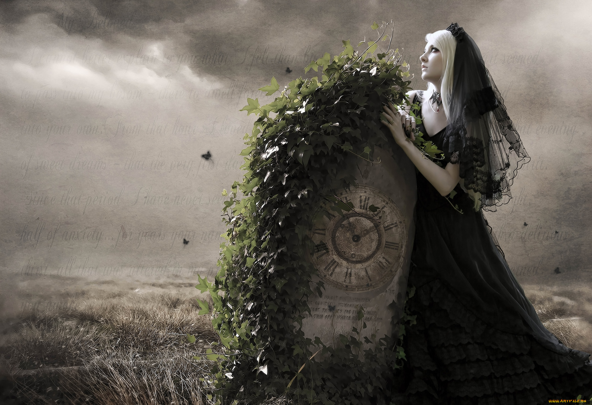 разное, компьютерный, дизайн, плющ, камень, невеста