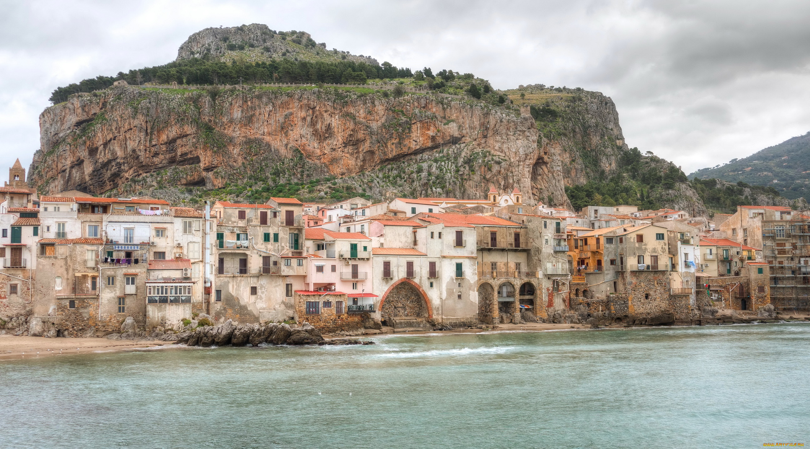 cefalu, италия, города, амальфийское, и, лигурийское, побережье, италия, море, дома, италия, сицилия