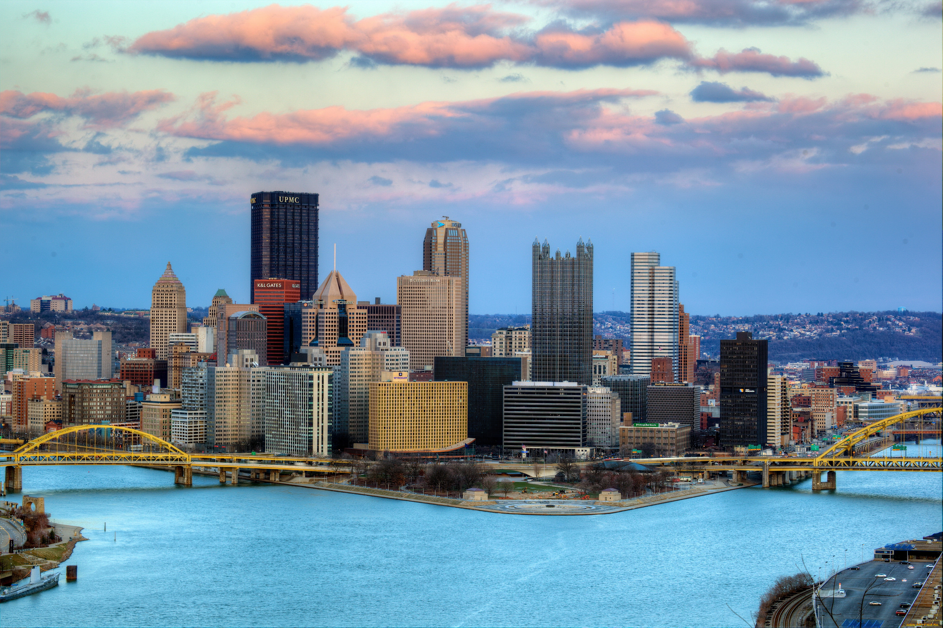 pittsburgh, , , , usа, города, -, панорамы, река, дома, usа