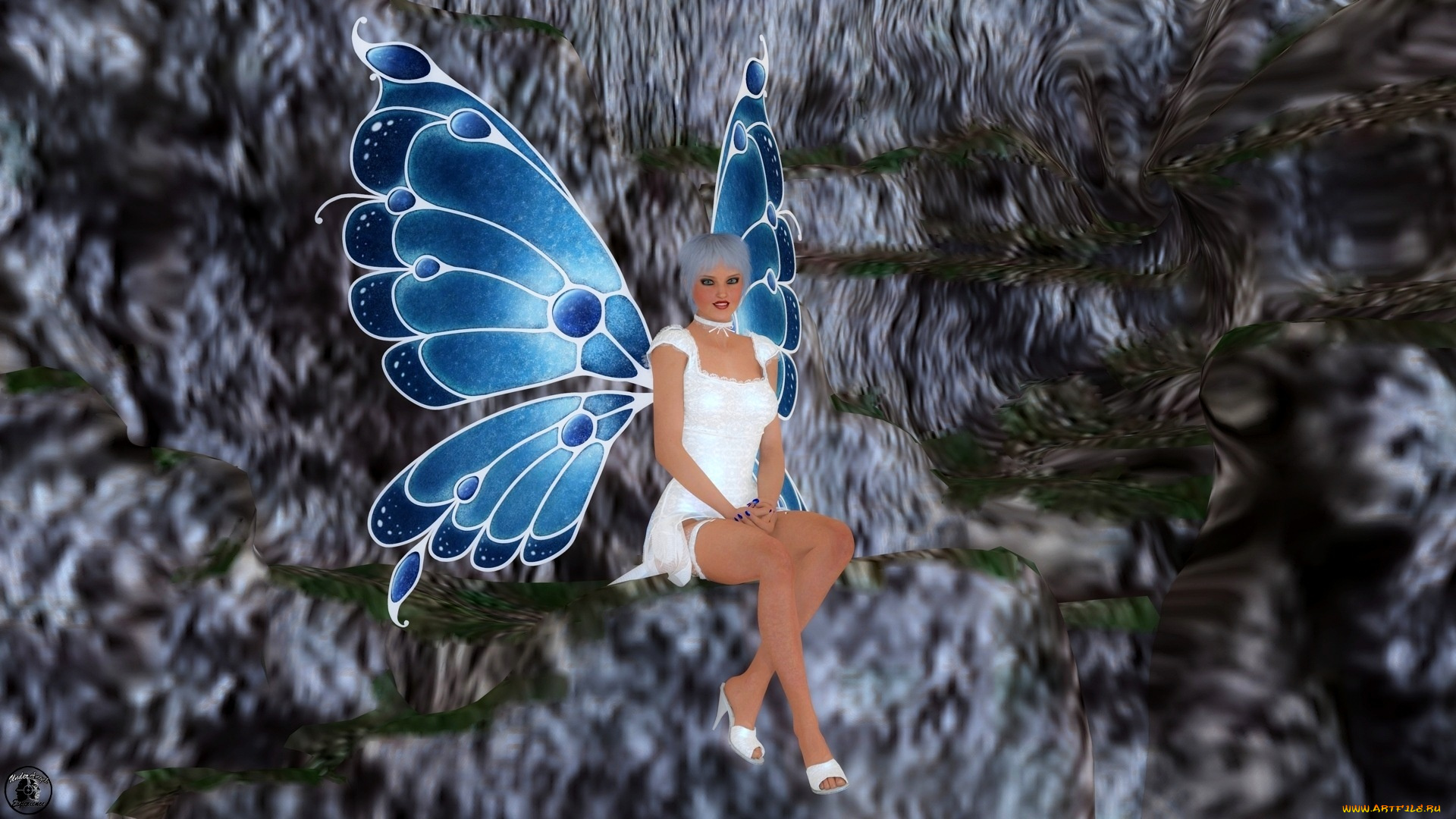 3д, графика, эльфы, , elves, фея, фон, взгляд, девушка, камни