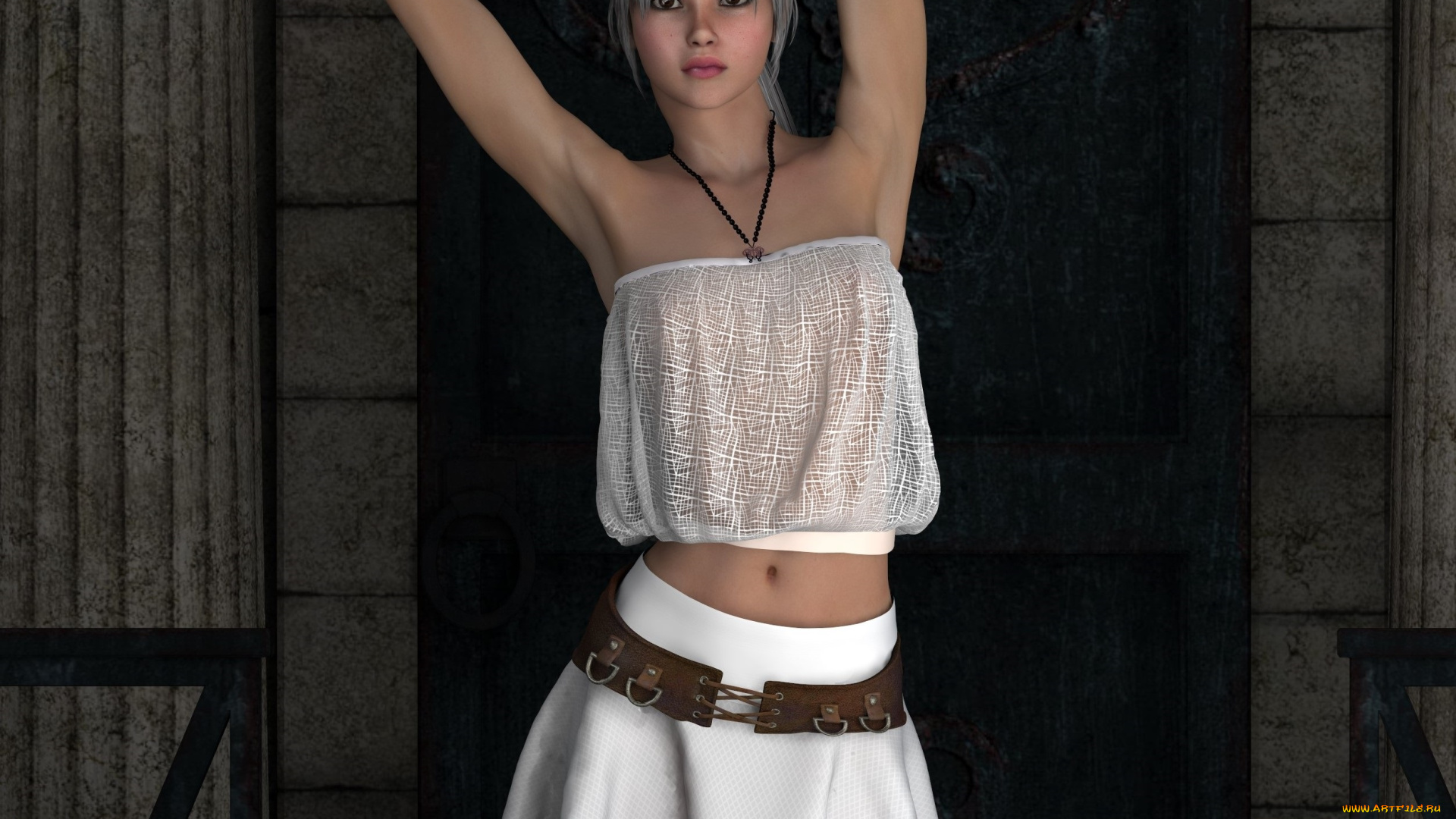 3д, графика, люди, , people, девушка, юбка, фон, взгляд