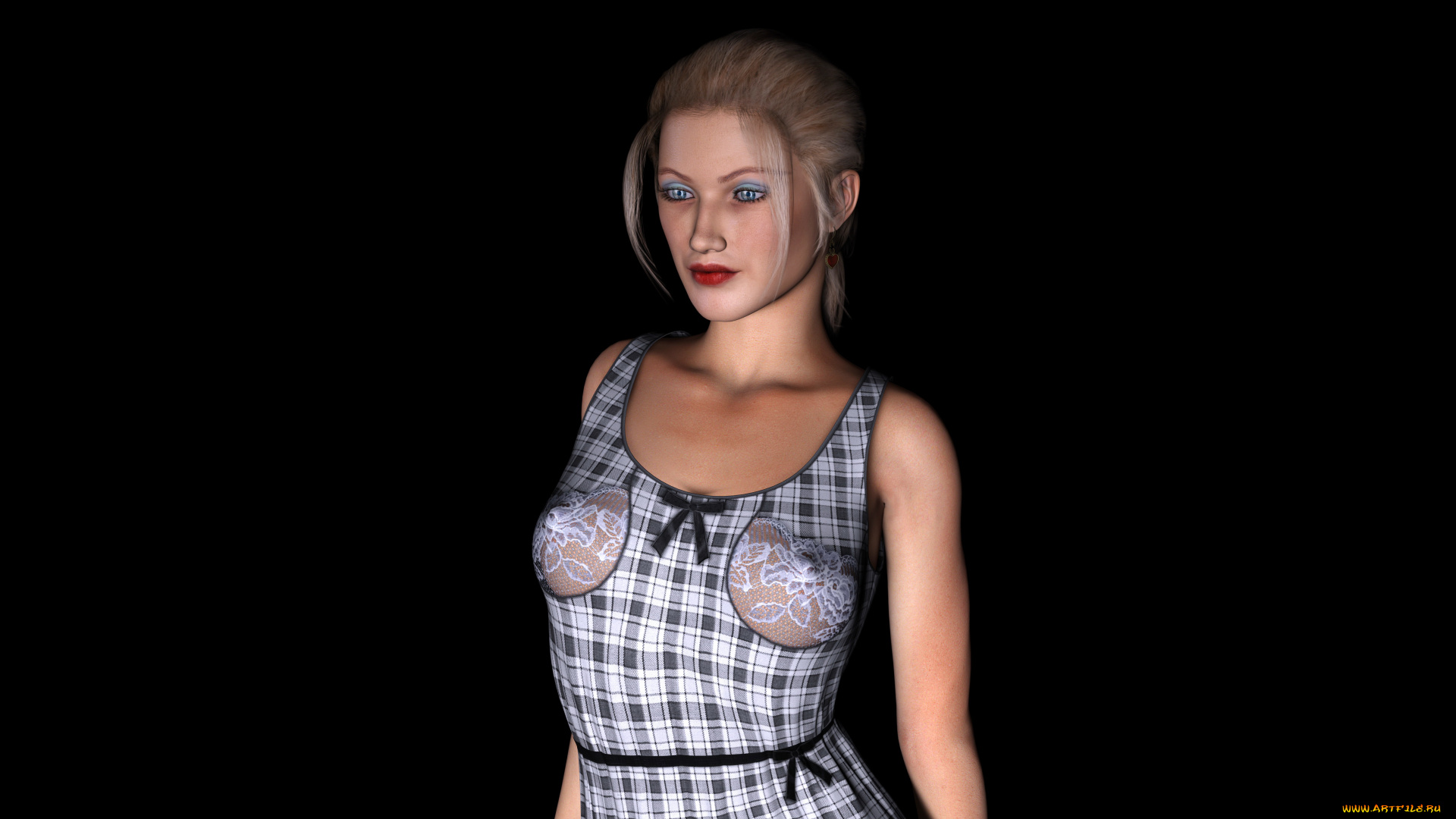 3д, графика, люди, , people, платье, фон, взгляд, девушка