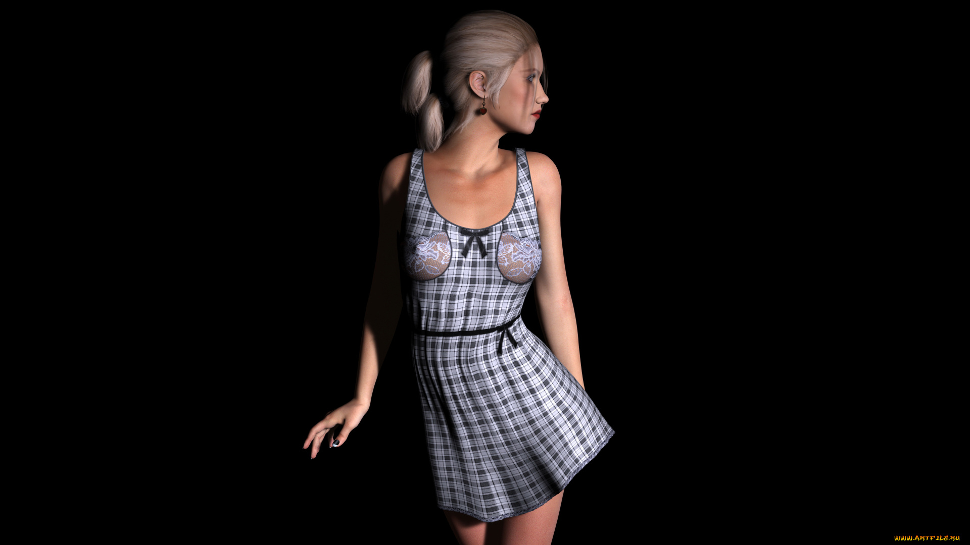 3д, графика, люди, , people, платье, фон, взгляд, девушка