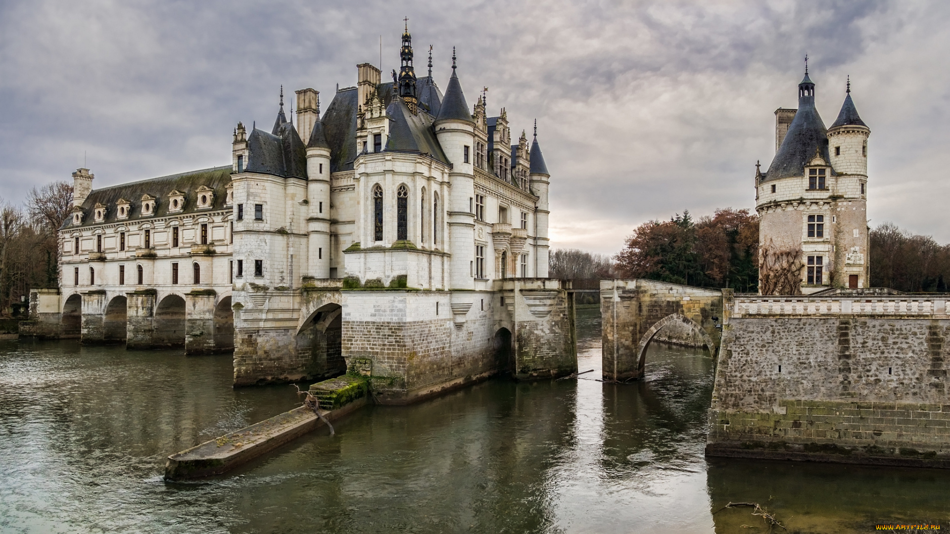 ch&, 226, teau, de, chenonceaux, , france, города, замки, франции, замок, водоем