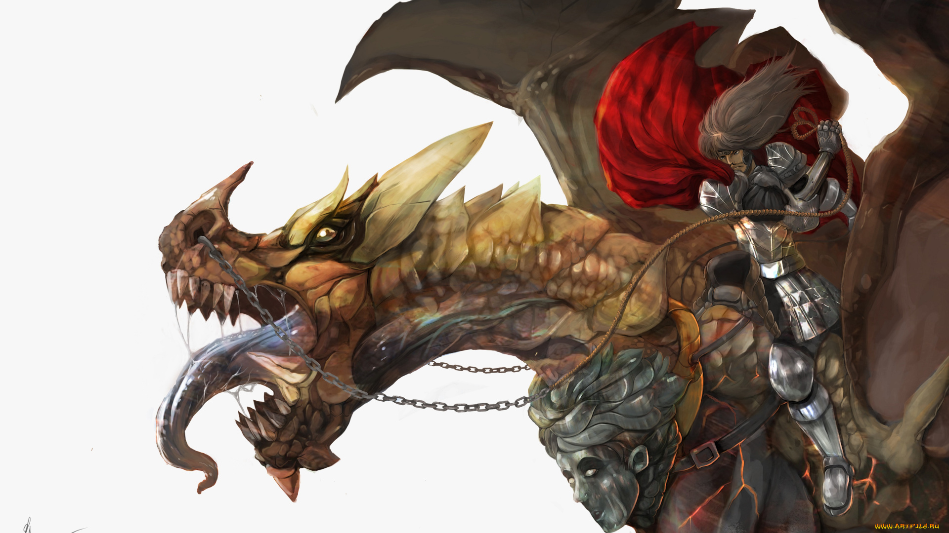 фэнтези, драконы, art, фантастика, наездник, дракон, язык