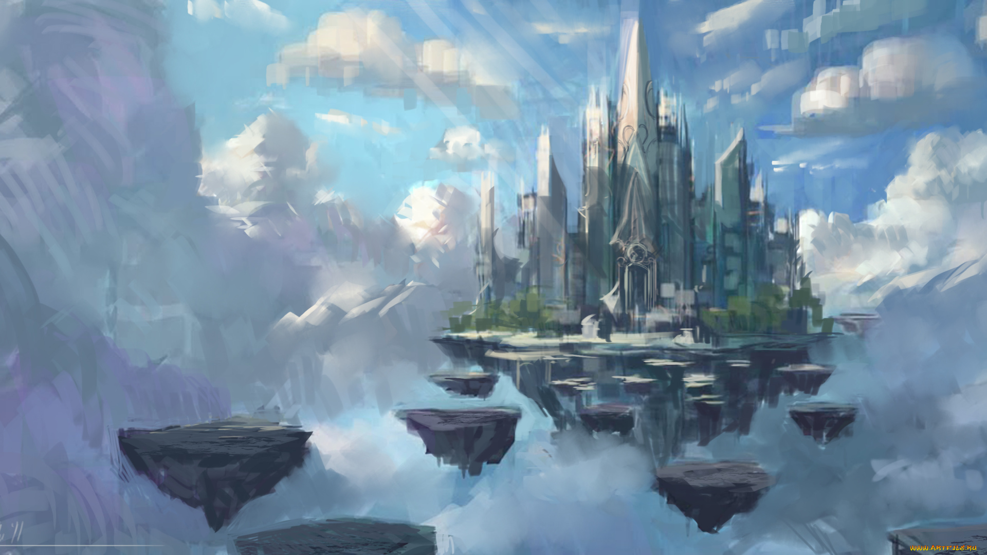 фэнтези, иные, миры, , иные, времена, замок, остров, летающий, мир, иной