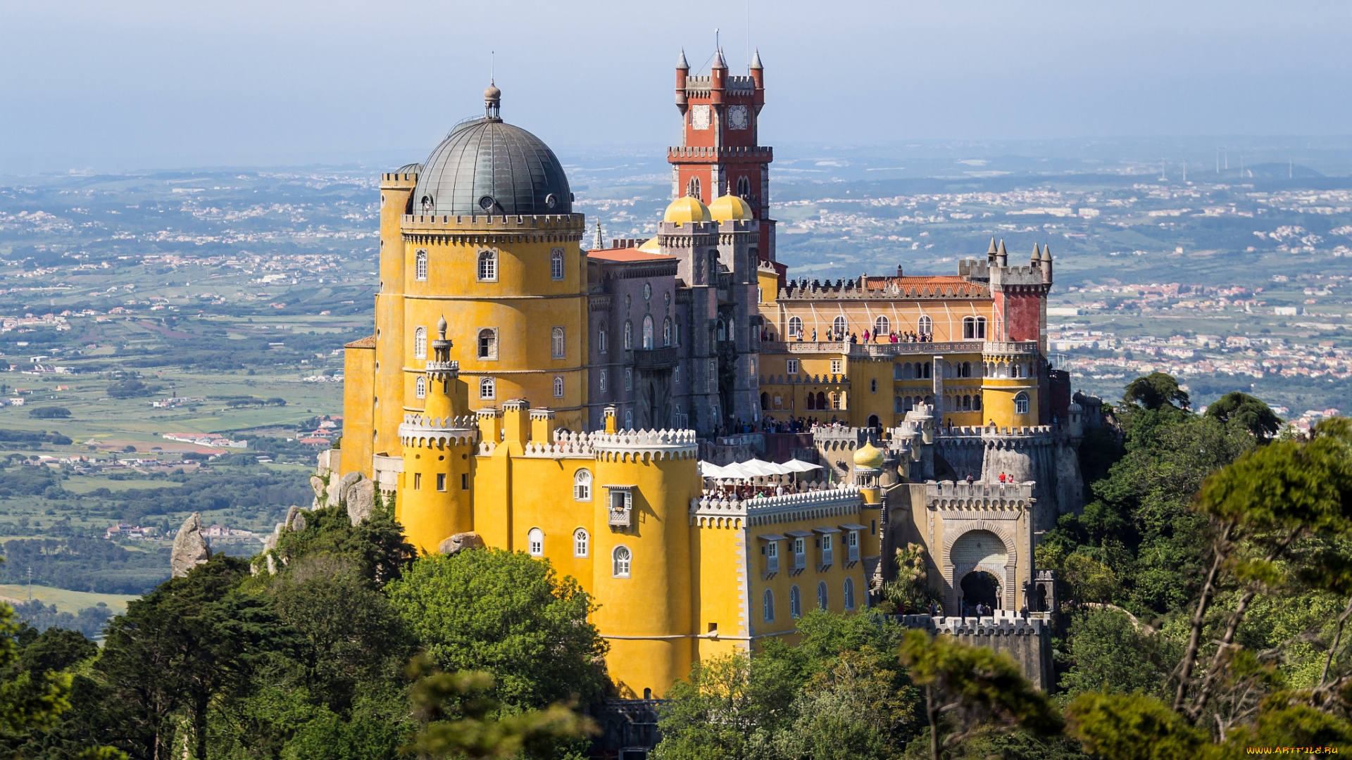 sintra, , portugal, города, -, дворцы, , замки, , крепости, замок, лес, гора